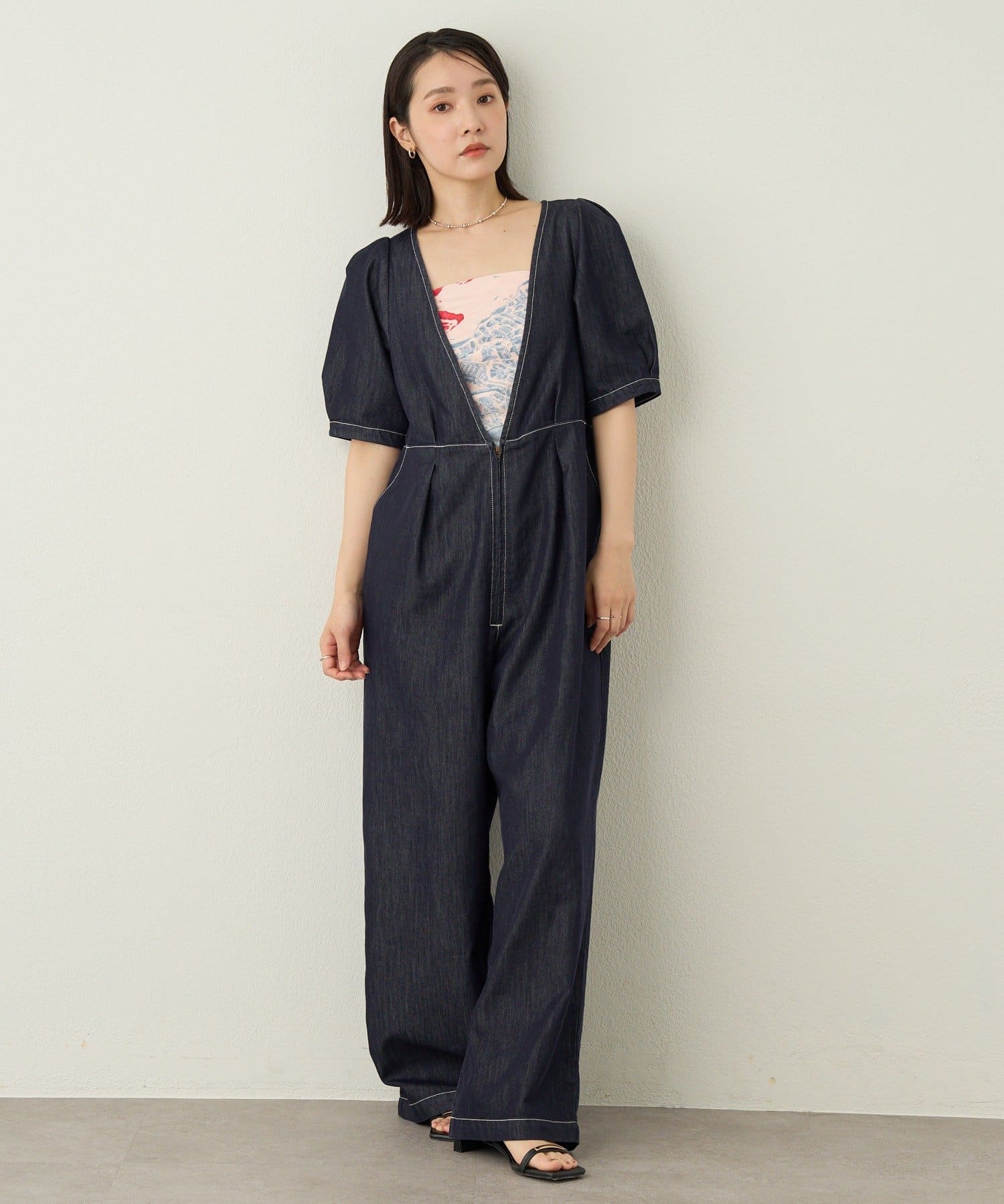 Omekashi(オメカシ) 半袖デニムオールインワン