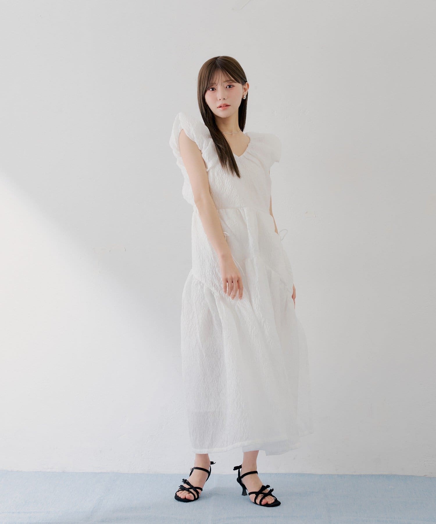 Chico(チコ) 【SALON by Chico】パフスリーブバルーンロングワンピース