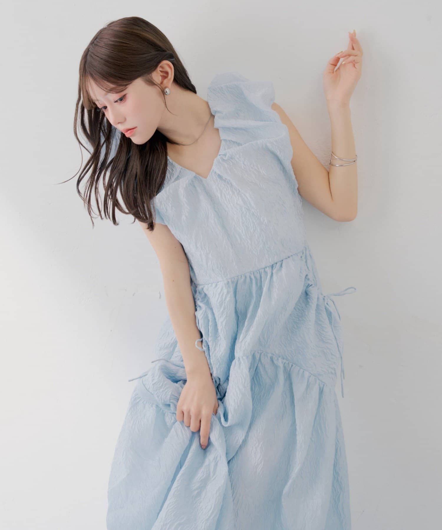 Chico(チコ) 【SALON by Chico】パフスリーブバルーンロングワンピース