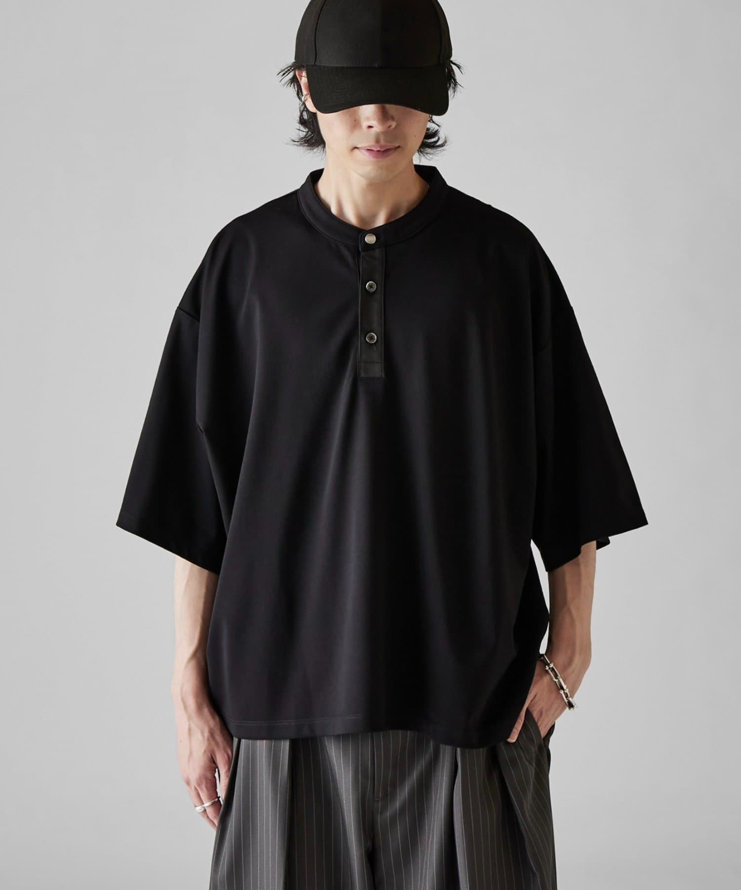 Lui's(ルイス) 【Neucon】メタルボタンヘンリーネックビッグTシャツ