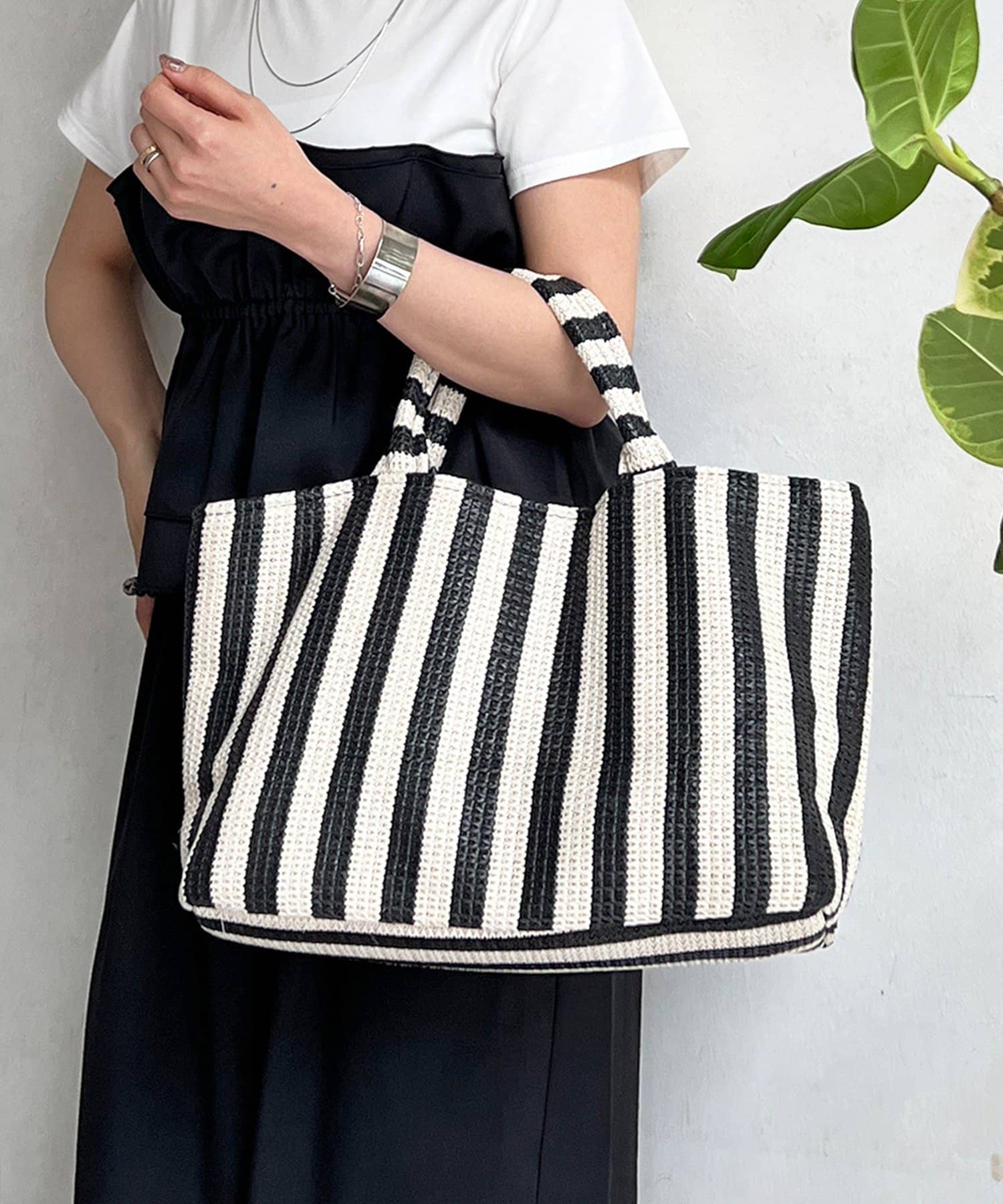 un dix cors(アンディコール) ストライプカゴトート