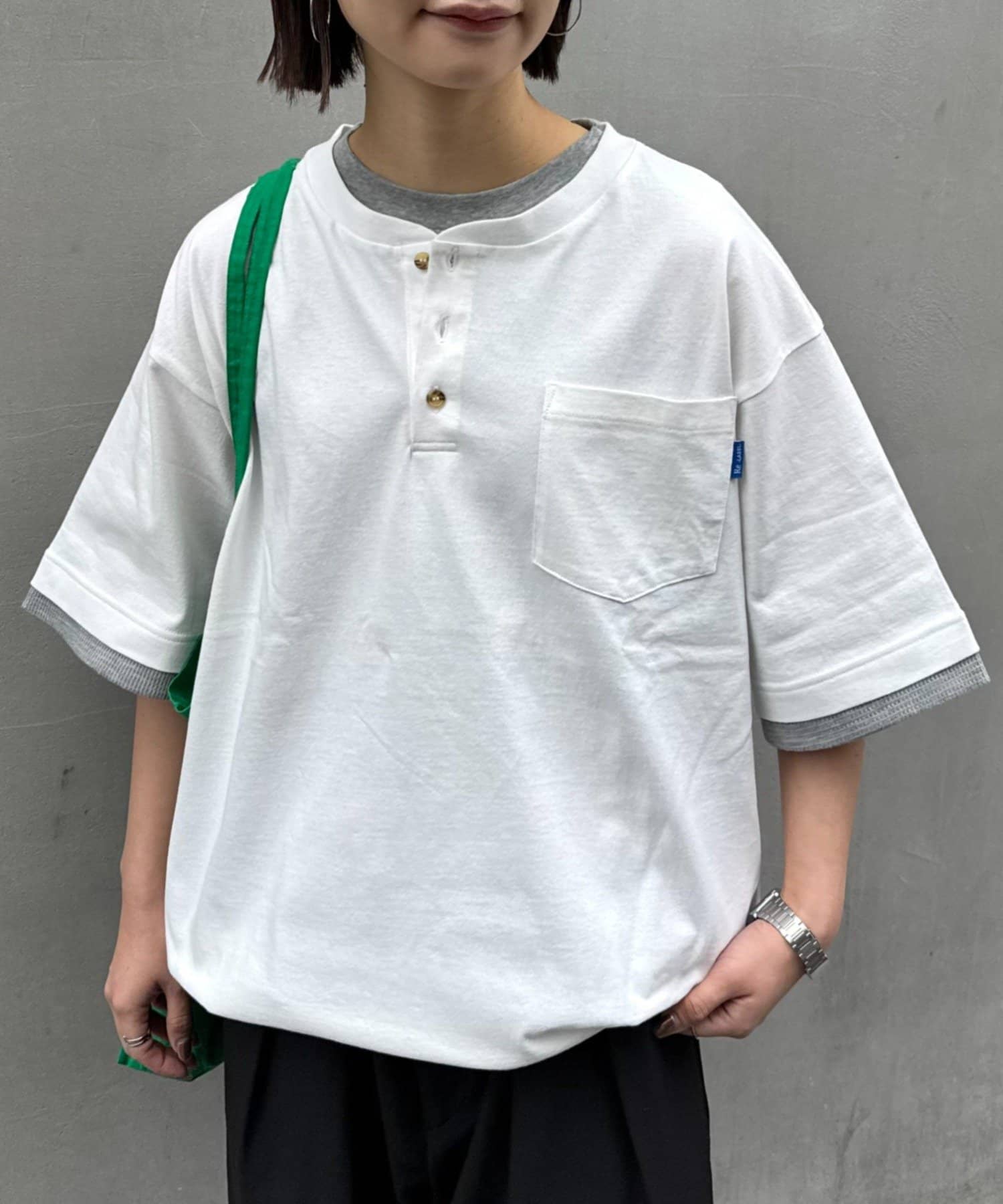 CIAOPANIC TYPY(チャオパニックティピー) 【UNISEX】【汗シミ防止】レイヤードライクヘンリーTEE