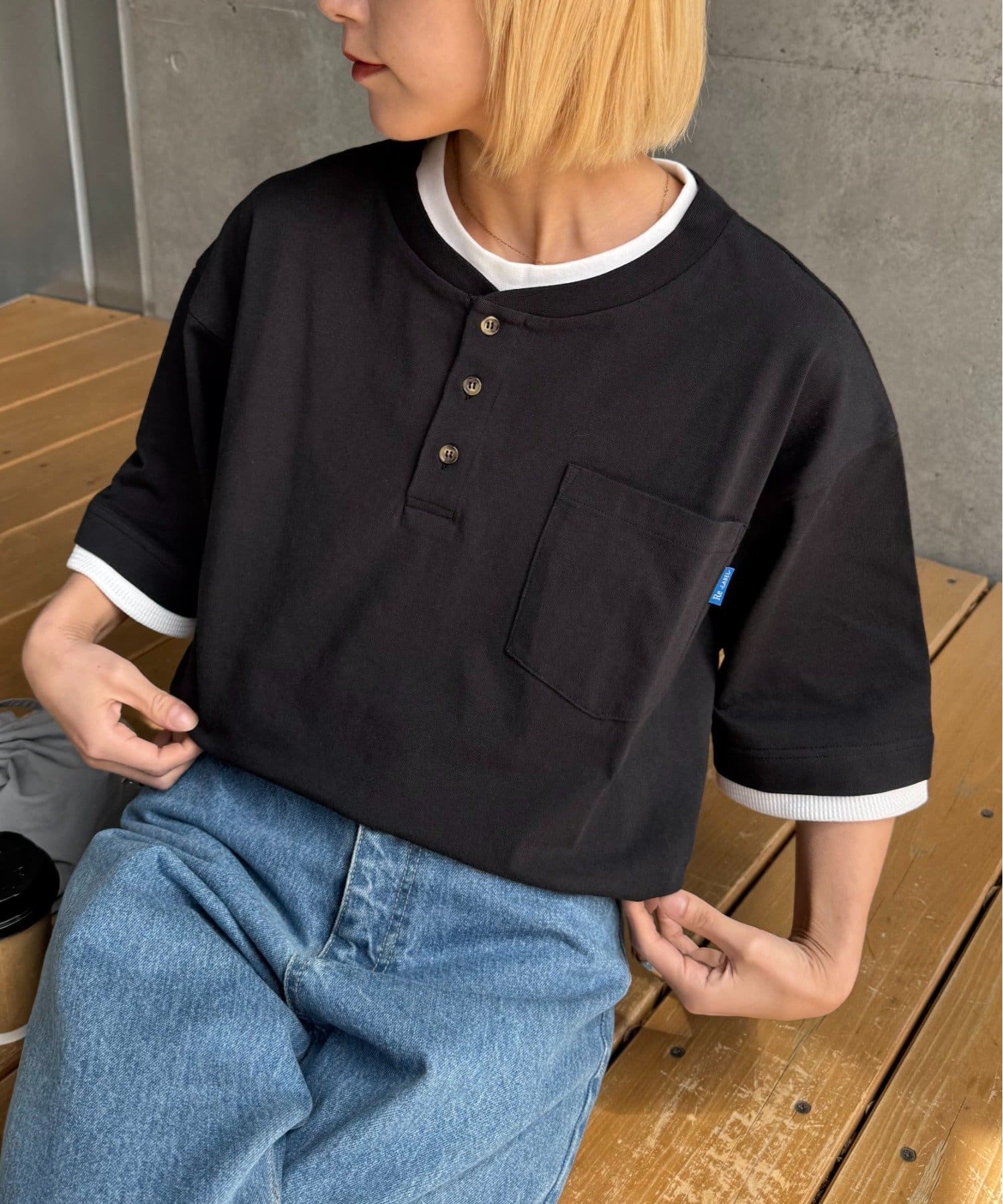 CIAOPANIC TYPY(チャオパニックティピー) 【UNISEX】【汗シミ防止】レイヤードライクヘンリーTEE