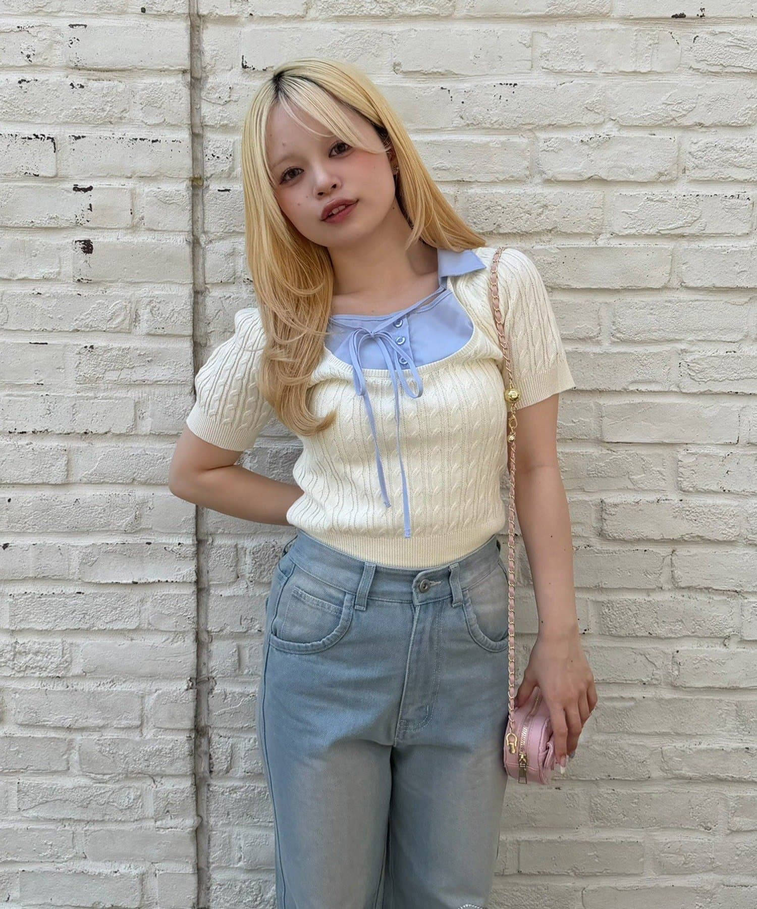 NICE CLAUP / OLIVE des OLIVE OUTLET(ナイスクラップ  / オリーブ デ オリーブ アウトレット) 【continuer】一枚でトレンド感満載、ケーブルドッキングニット