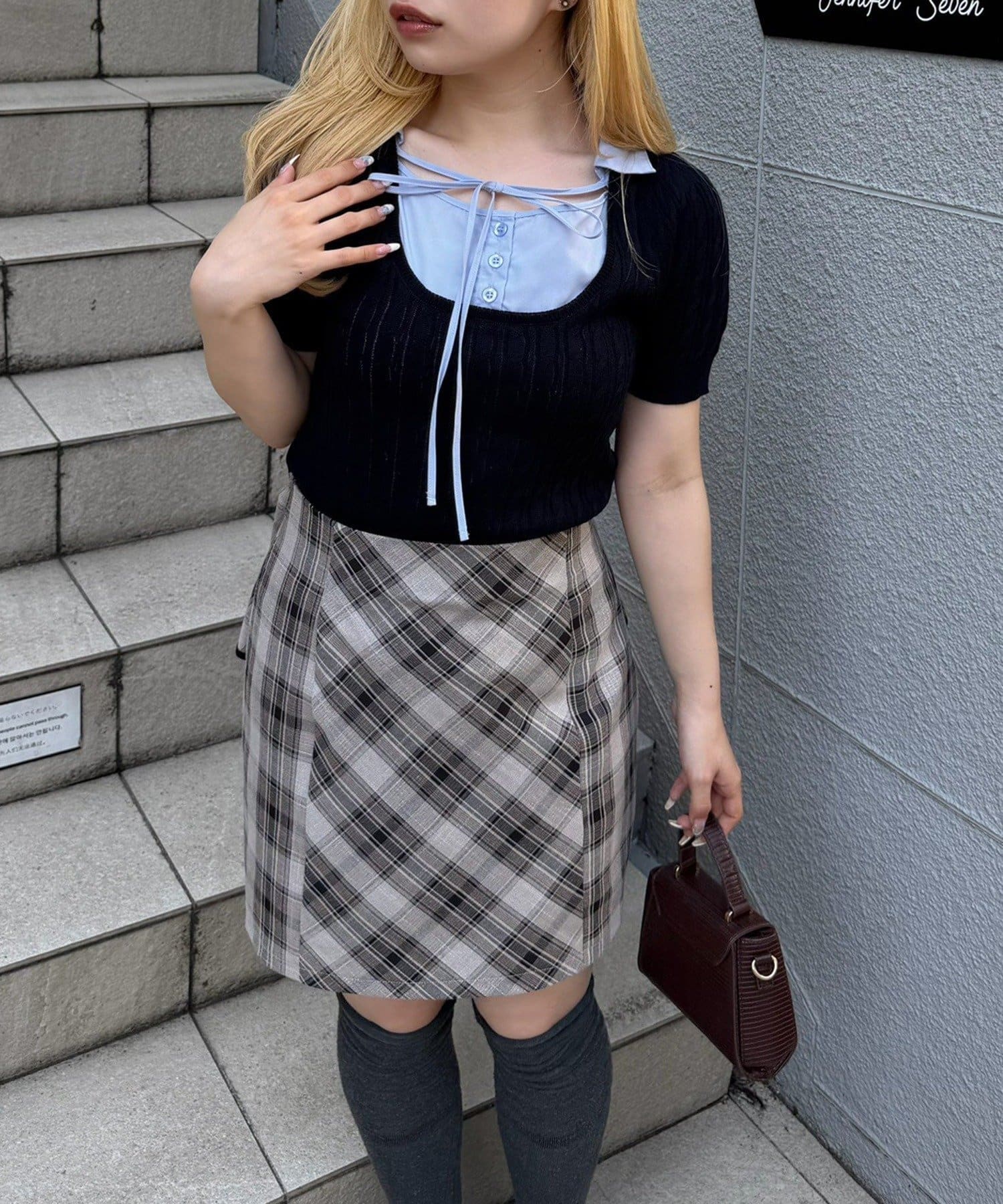 NICE CLAUP / OLIVE des OLIVE OUTLET(ナイスクラップ  / オリーブ デ オリーブ アウトレット) 【continuer】一枚でトレンド感満載、ケーブルドッキングニット