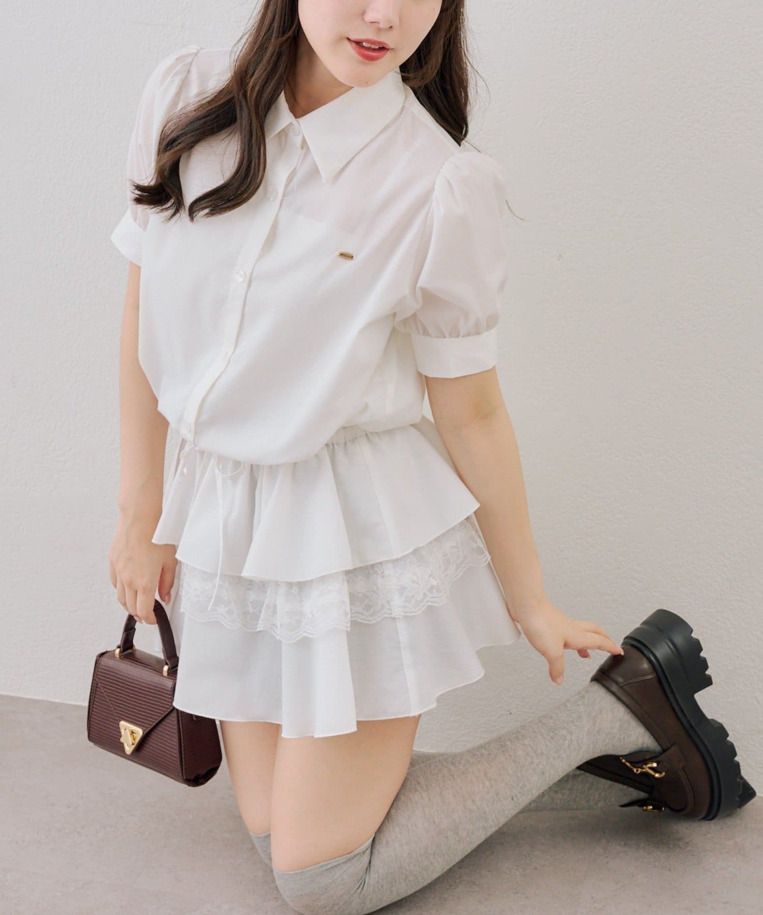 NICE CLAUP / OLIVE des OLIVE OUTLET(ナイスクラップ  / オリーブ デ オリーブ アウトレット) 【continuer】裾ティアードミニワンピ