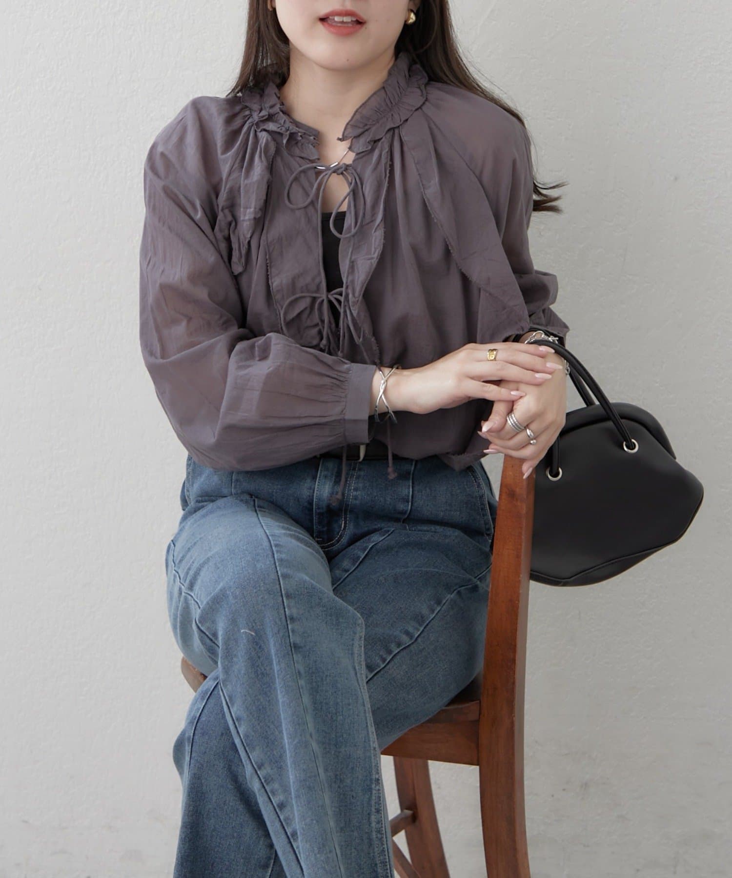 Remind me and forever(リマインドミーアンドフォーエバー) 【India series】夏も快適OTONAフリルブラウス