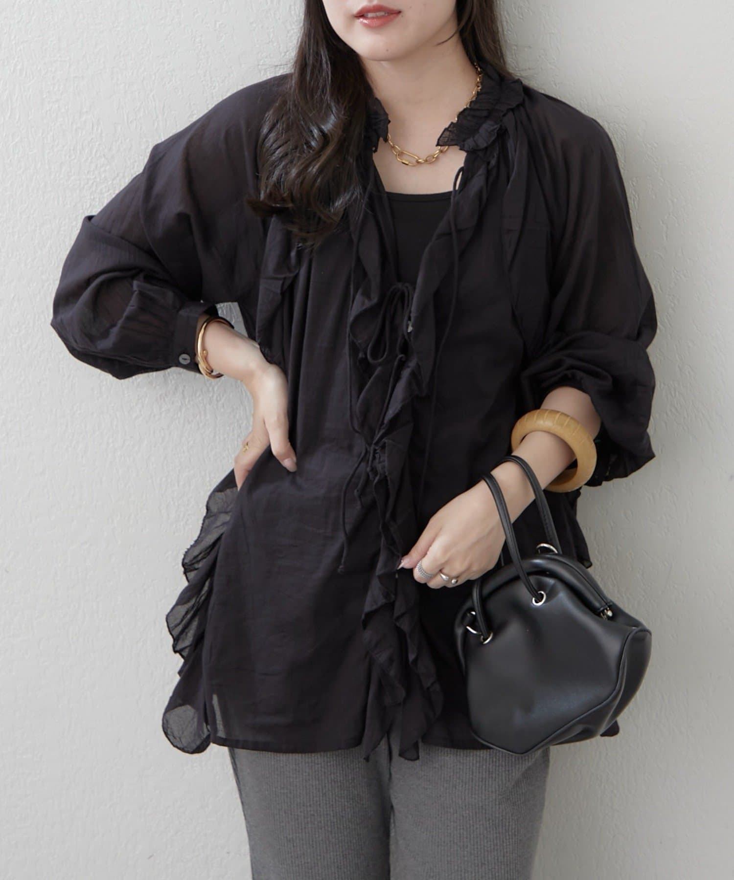 Remind me and forever(リマインドミーアンドフォーエバー) 【India series】夏も快適OTONAフリルブラウス