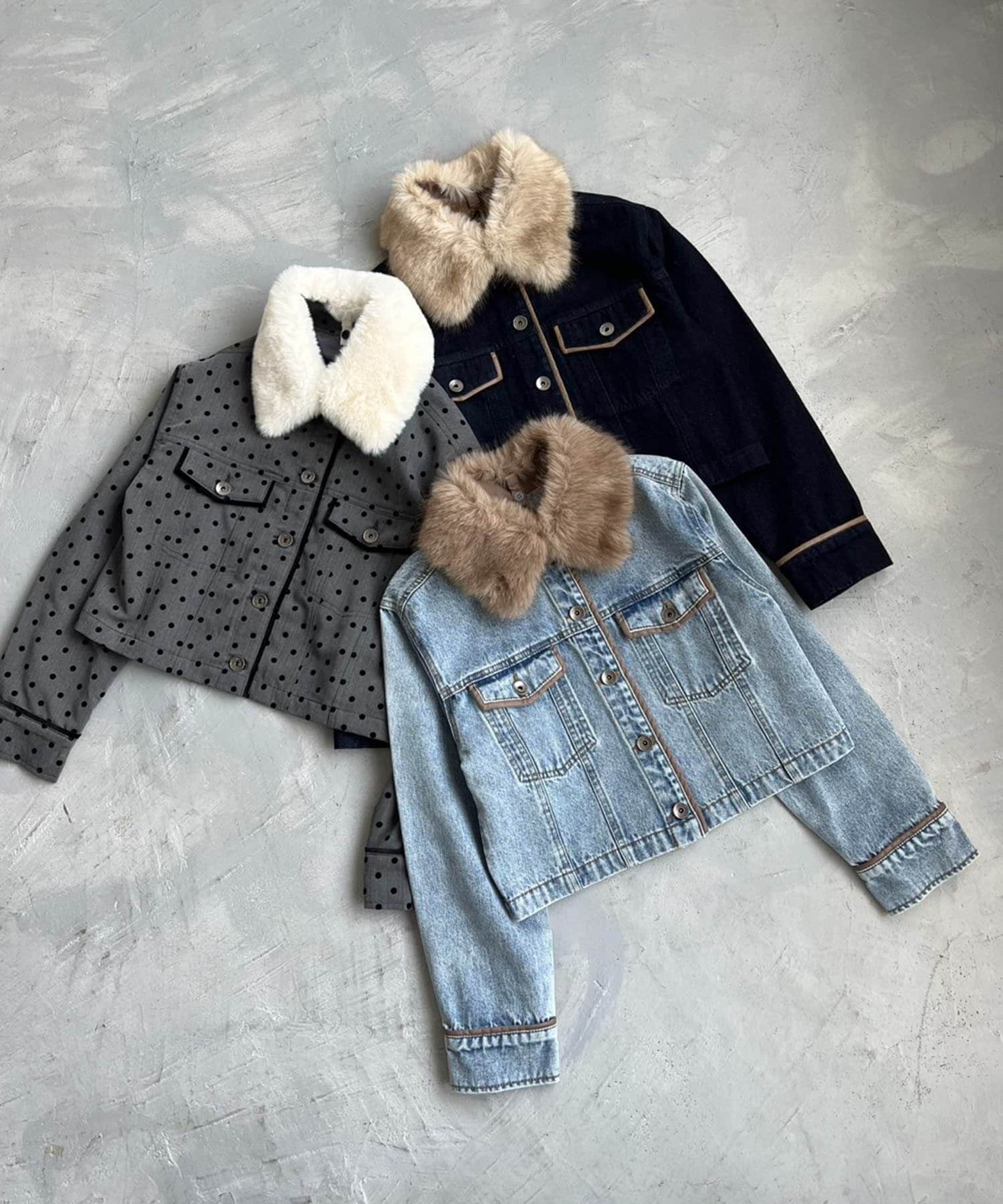 NICE CLAUP / OLIVE des OLIVE OUTLET(ナイスクラップ  / オリーブ デ オリーブ アウトレット) 【one after another】ファー付きデニムジャケット