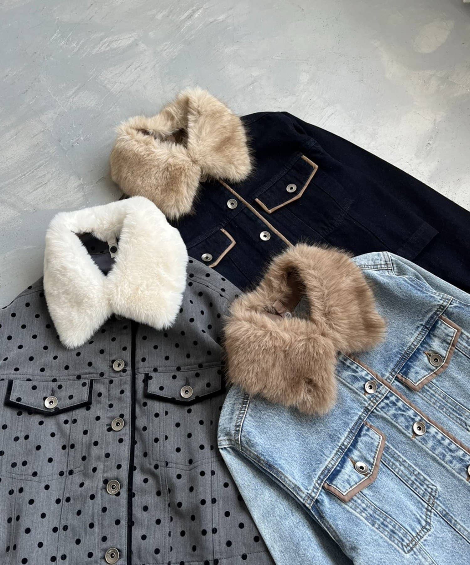 NICE CLAUP / OLIVE des OLIVE OUTLET(ナイスクラップ  / オリーブ デ オリーブ アウトレット) 【one after another】ファー付きデニムジャケット