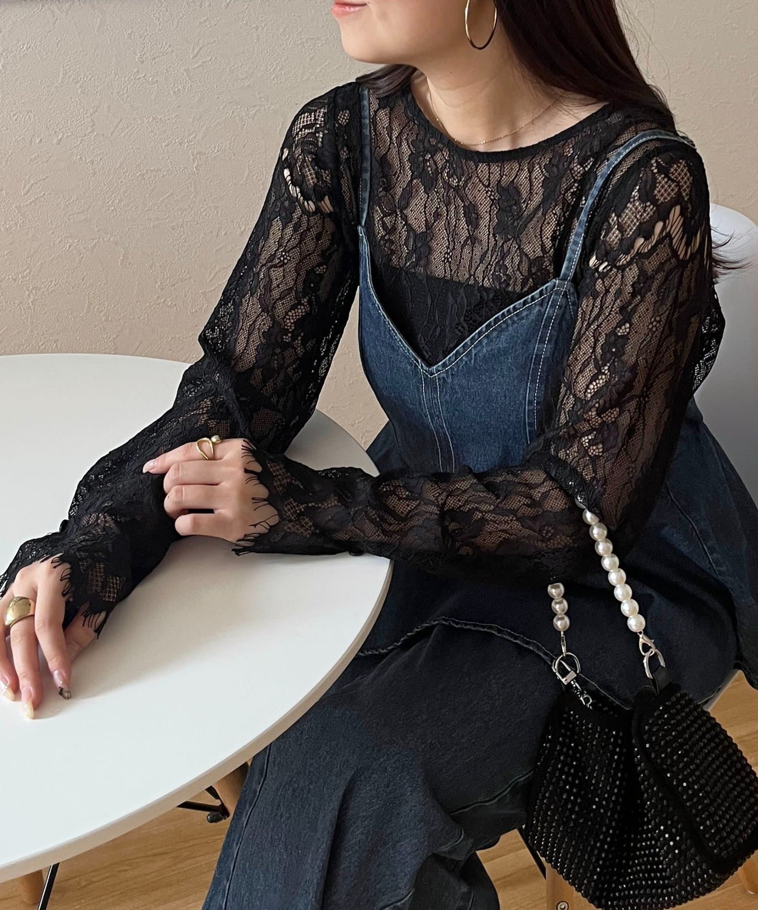 prose verse(プロズヴェール) 2wayスリーブスカラップレースブラウス