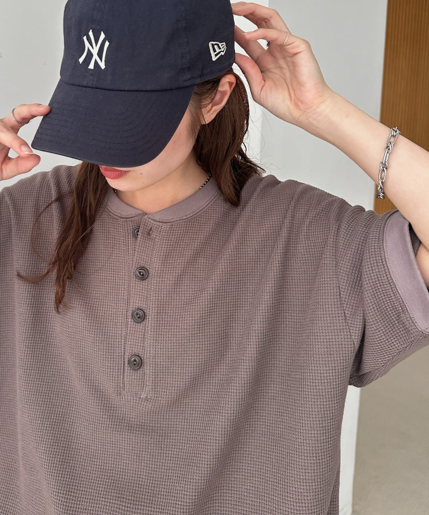 DISCOAT(ディスコート) 【Enlude】ワッフルヘンリードロストTシャツ《ユニセックス》