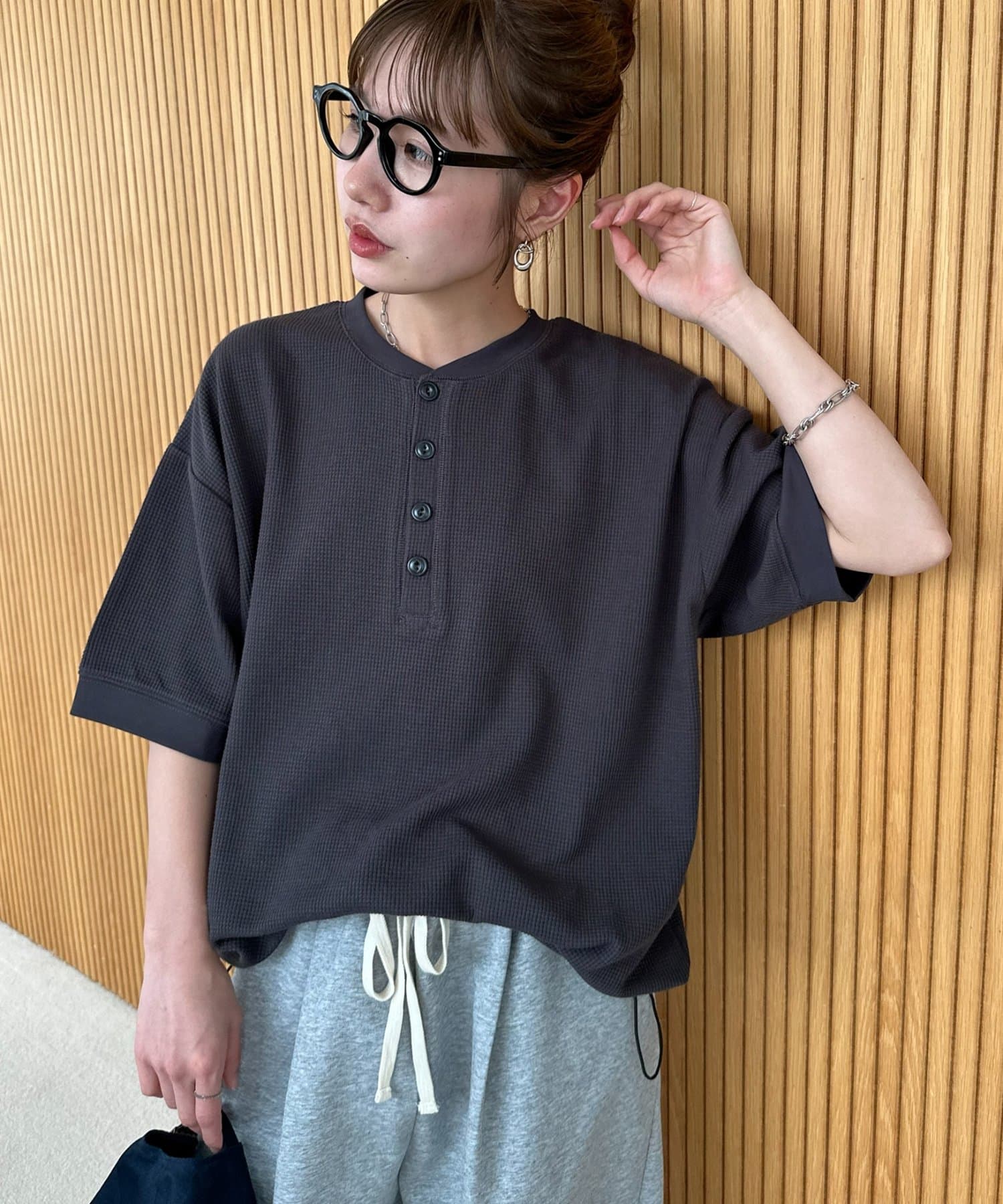 DISCOAT(ディスコート) 【Enlude】ワッフルヘンリードロストTシャツ《ユニセックス》