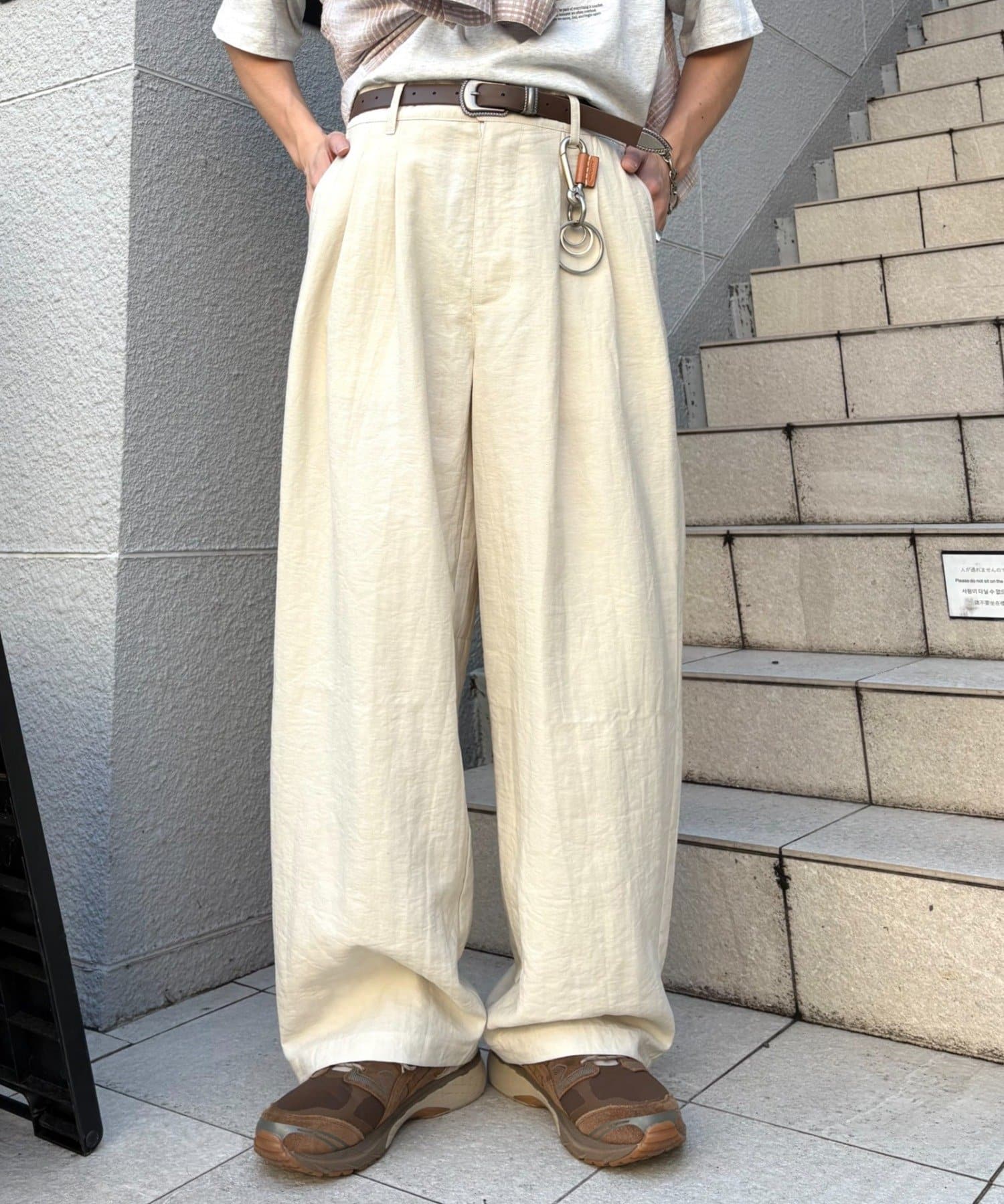 CIAOPANIC TYPY(チャオパニックティピー) 【接触冷感素材で夏も快適】男女兼用/レーヨンナイロン2タックワイドスラックス