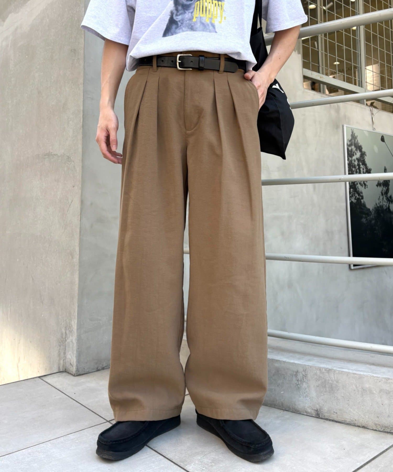 CIAOPANIC TYPY(チャオパニックティピー) 【接触冷感素材で夏も快適】男女兼用/レーヨンナイロン2タックワイドスラックス