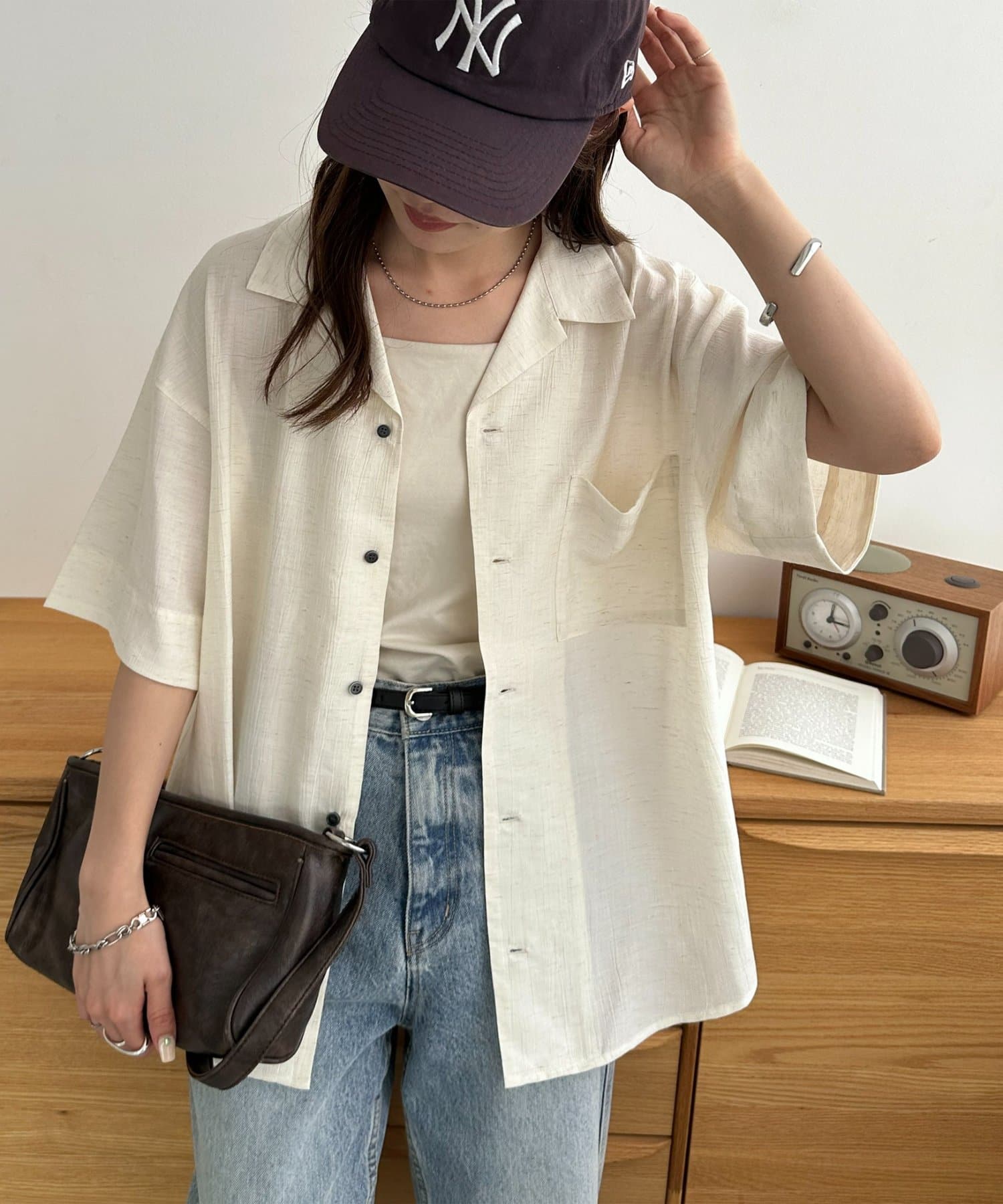 DISCOAT(ディスコート) 【Enlude】リネンライク開襟オーバーシャツ《ユニセックス》