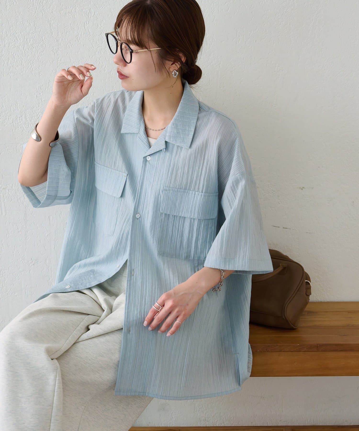 DISCOAT(ディスコート) 【Enlude】ストライプオープンカラー半袖シャツ《ユニセックス》