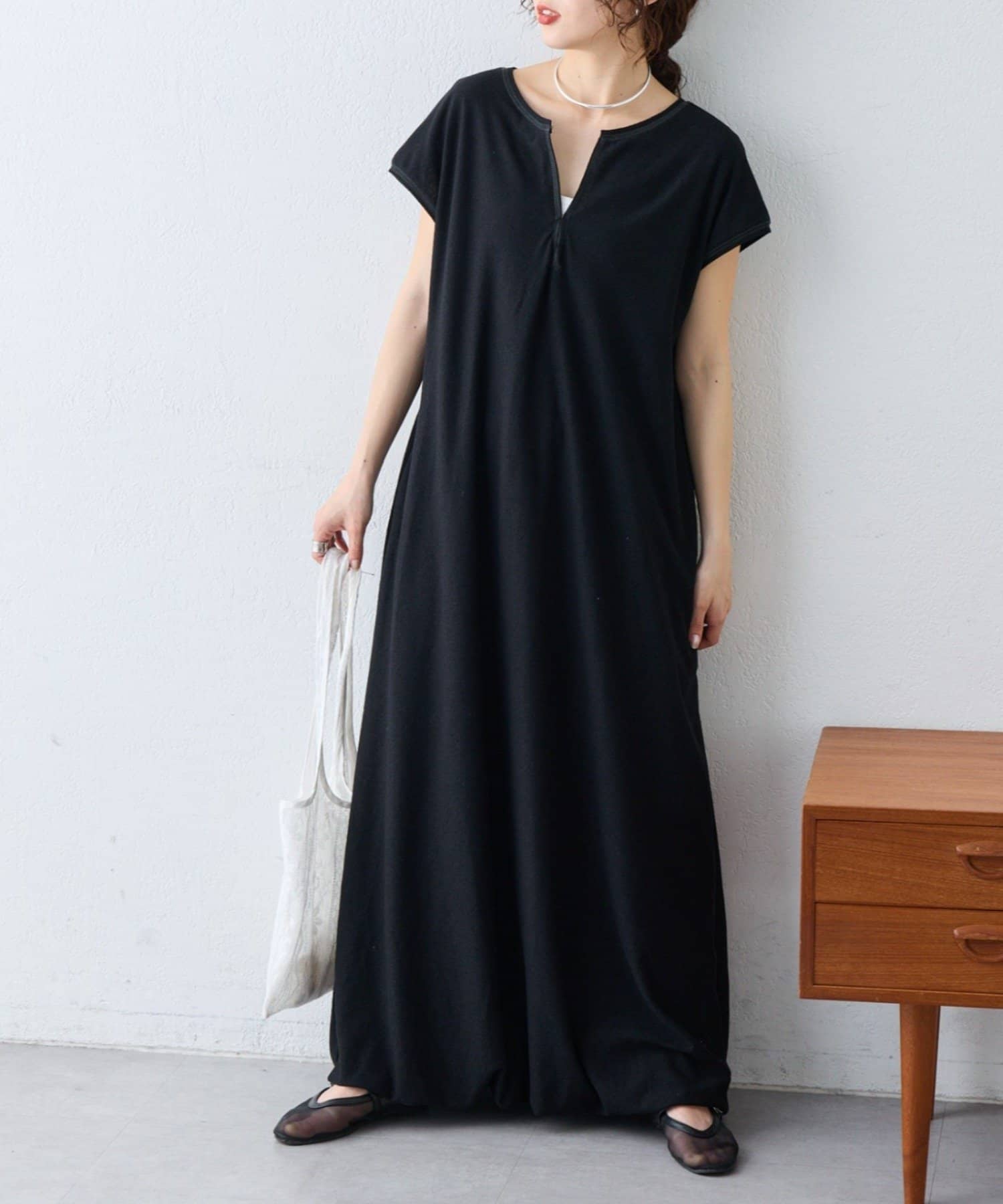 CIAOPANIC TYPY(チャオパニックティピー) 【さらっと快適】微配色ステッチドライタッチ裾バルーンカットソーワンピース