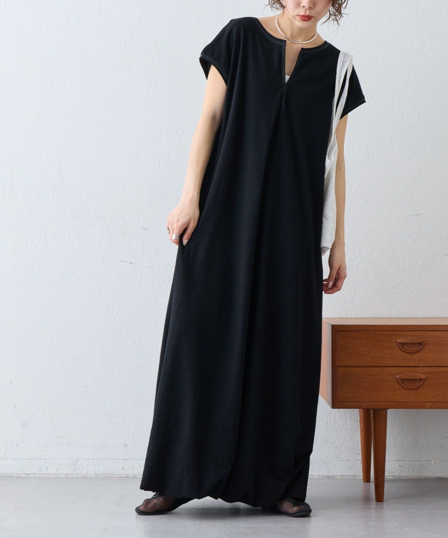 CIAOPANIC TYPY(チャオパニックティピー) 【さらっと快適】微配色ステッチドライタッチ裾バルーンカットソーワンピース