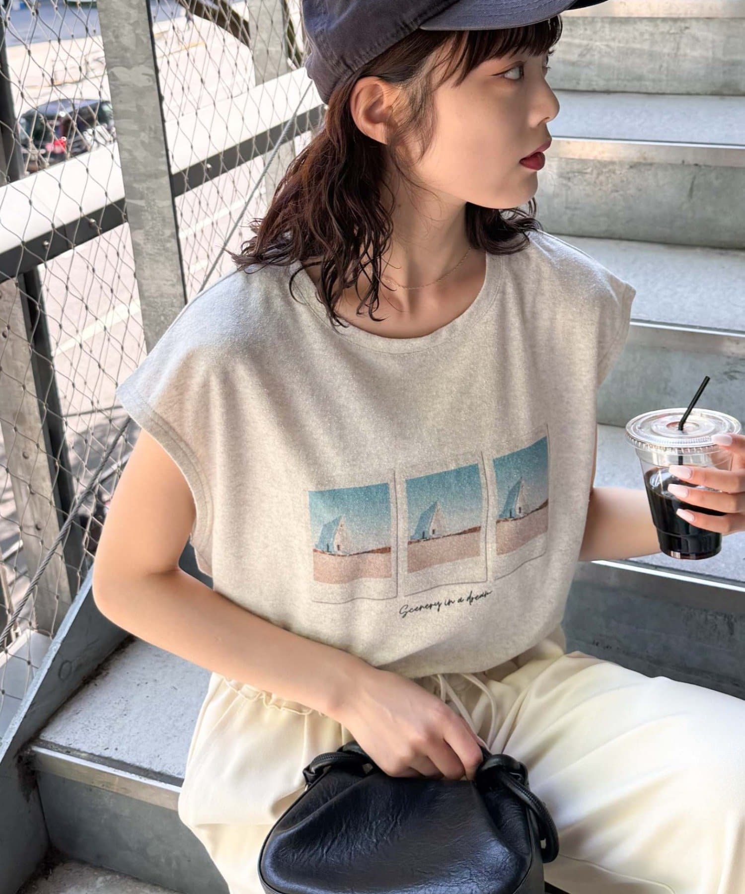 CIAOPANIC TYPY(チャオパニックティピー) 【夏も快適/ドライタッチ】アソートフォトプリントフレンチスリーブTee