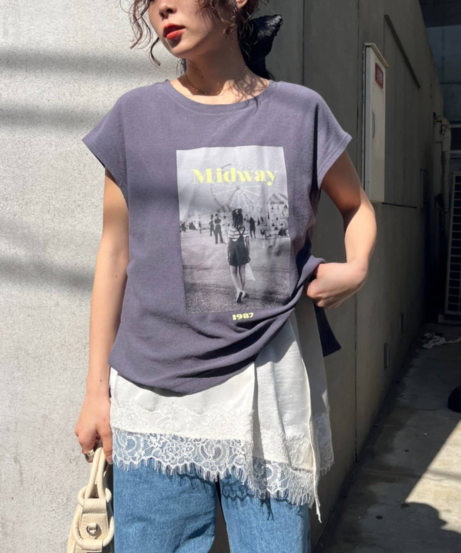 CIAOPANIC TYPY(チャオパニックティピー) 【夏も快適/ドライタッチ】アソートフォトプリントフレンチスリーブTee