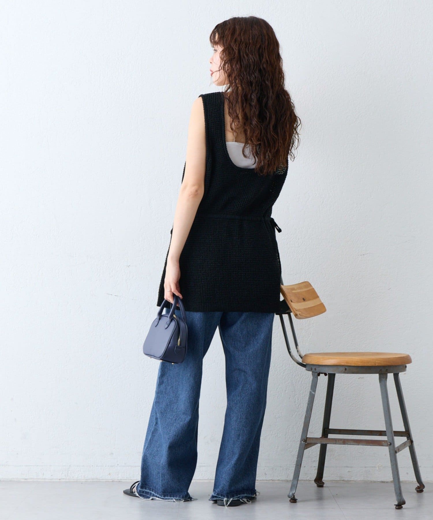 CIAOPANIC TYPY(チャオパニックティピー) 【前後2WAY】ウエスト紐メッシュニットベスト