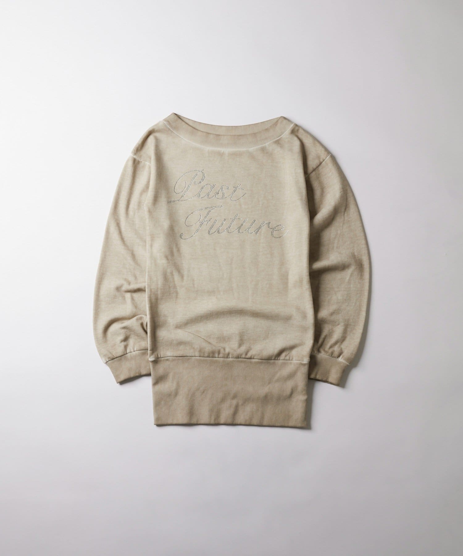 OUTLET(アウトレット) 【WHO'S WHO gallery】ラインストーンロゴオフショルスウェット