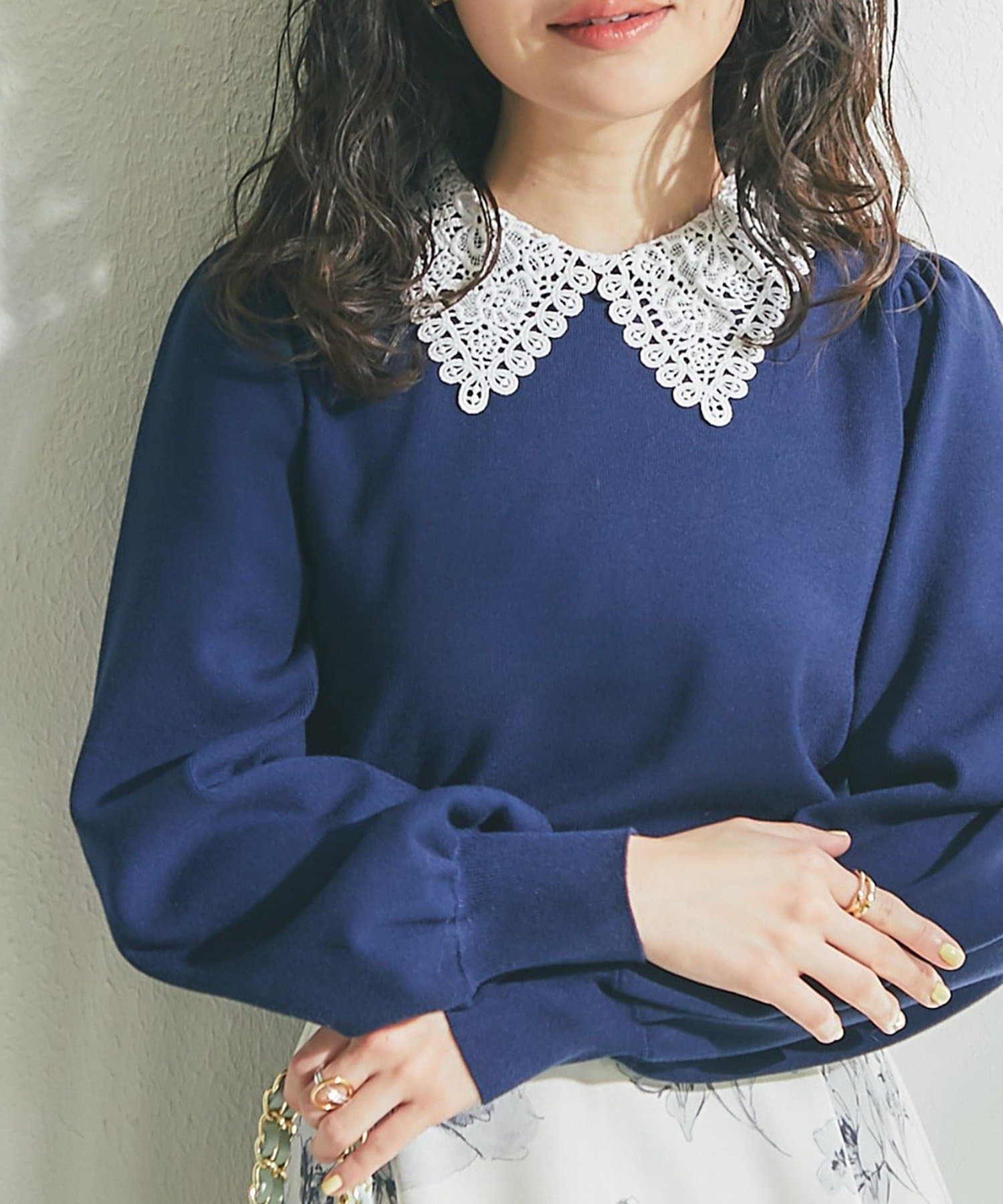 OUTLET(アウトレット) 【La boutique BonBon】レース襟付きニット