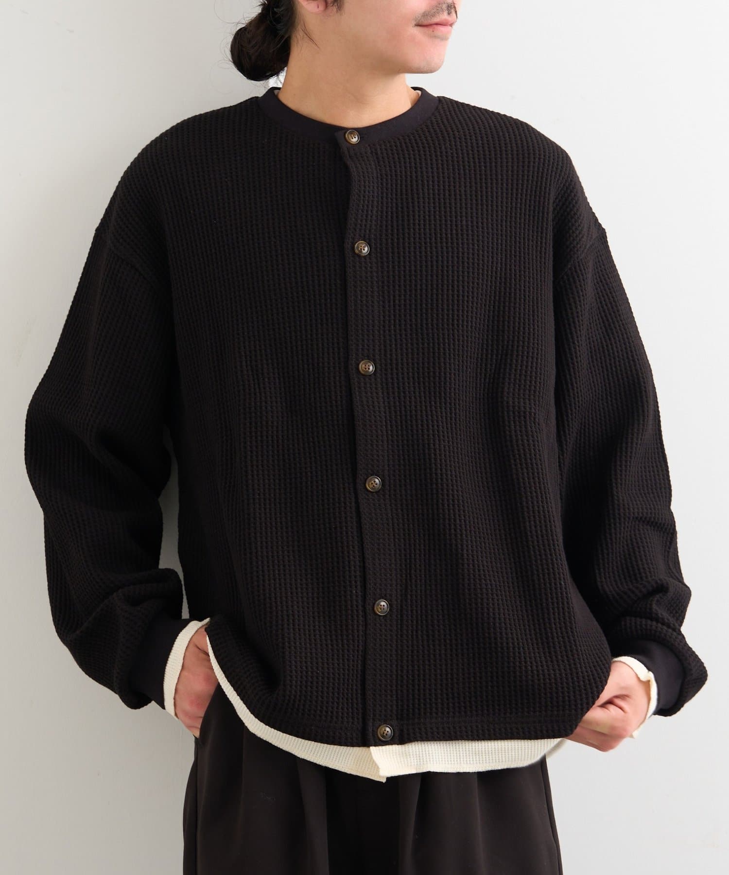 OUTLET(アウトレット) 【Kastane】BM ワッフルフェイクレイヤードカーディガン