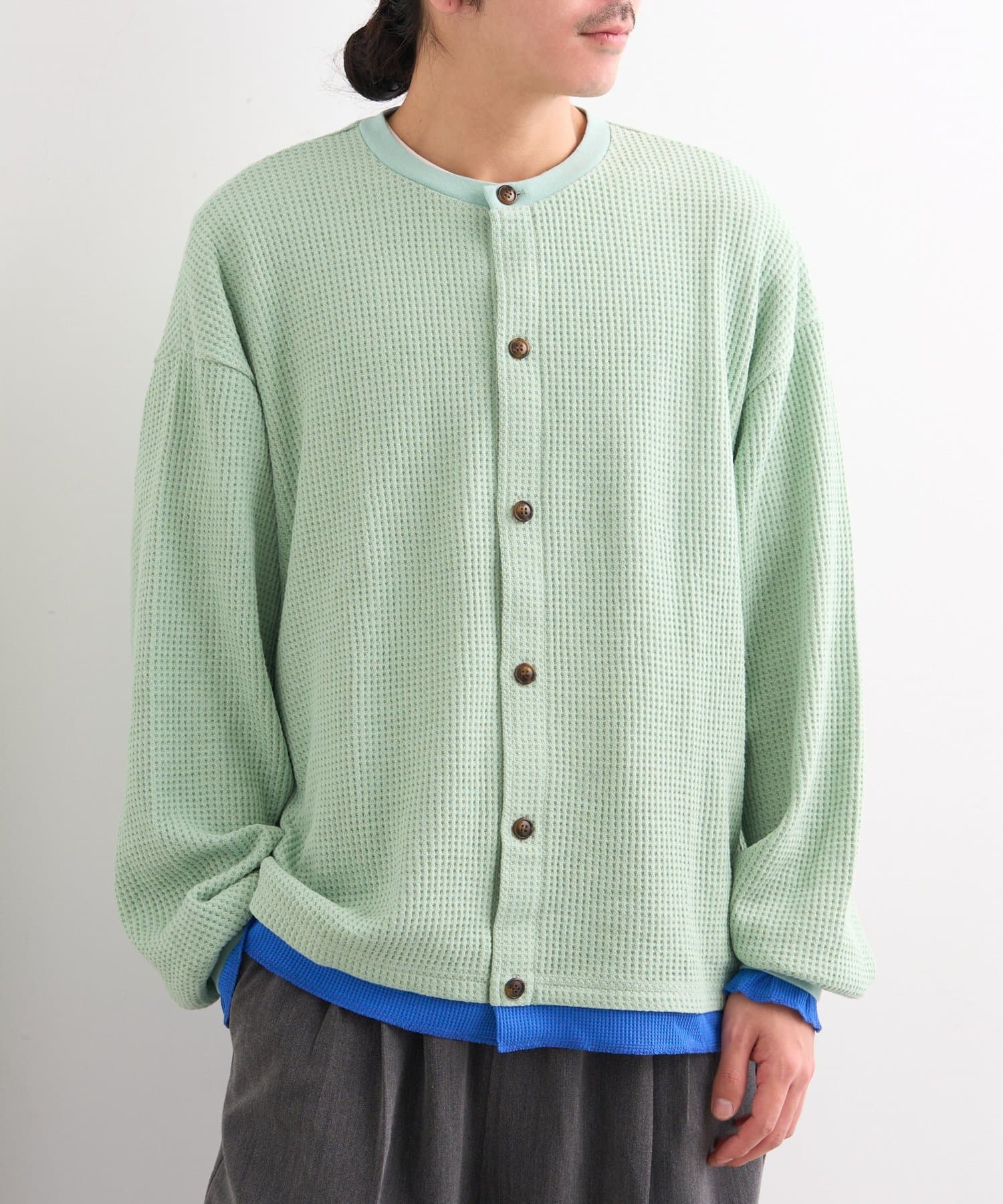 OUTLET(アウトレット) 【Kastane】BM ワッフルフェイクレイヤードカーディガン