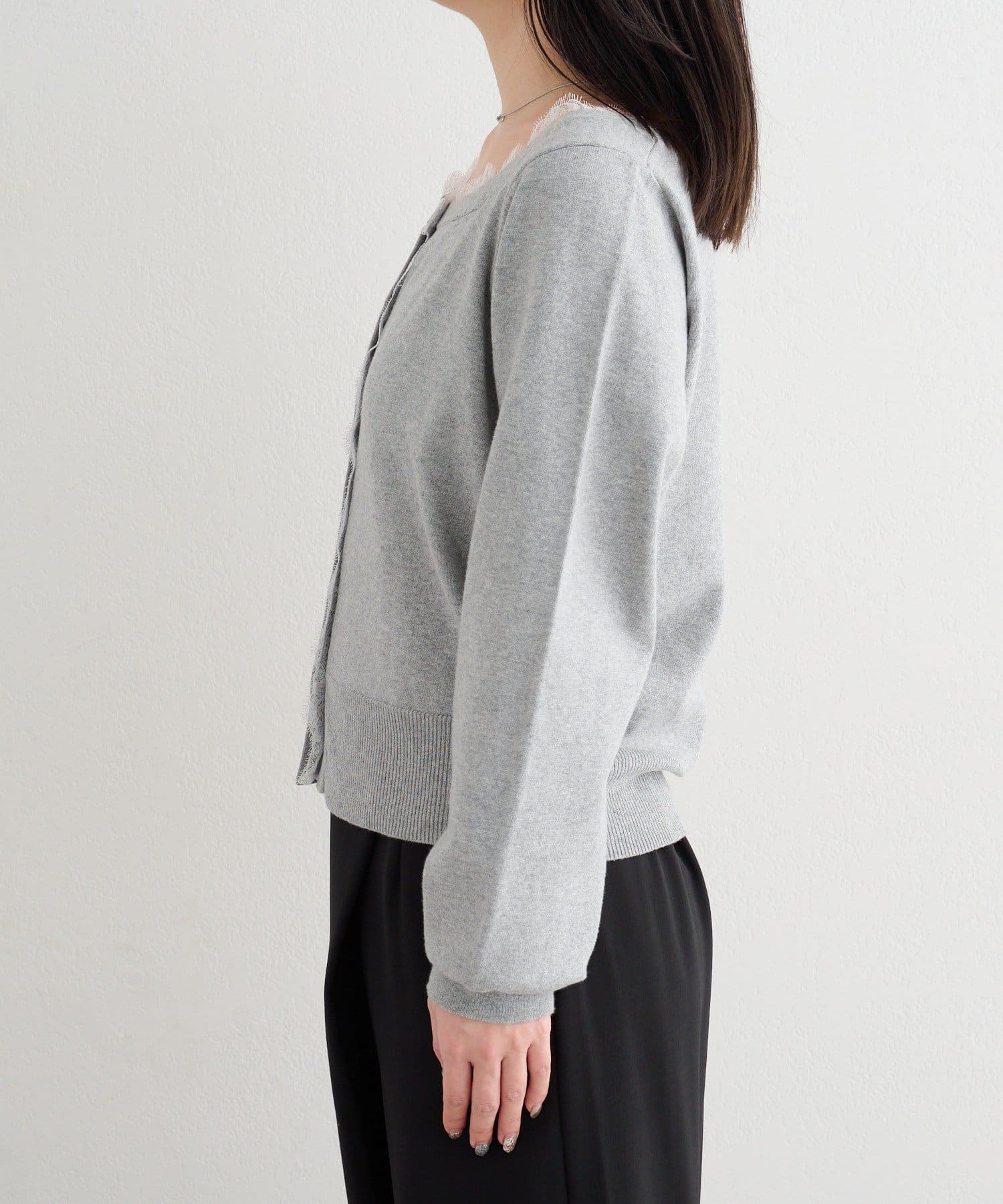 OUTLET(アウトレット) 【Kastane】B レーススクエアネックカーディガン