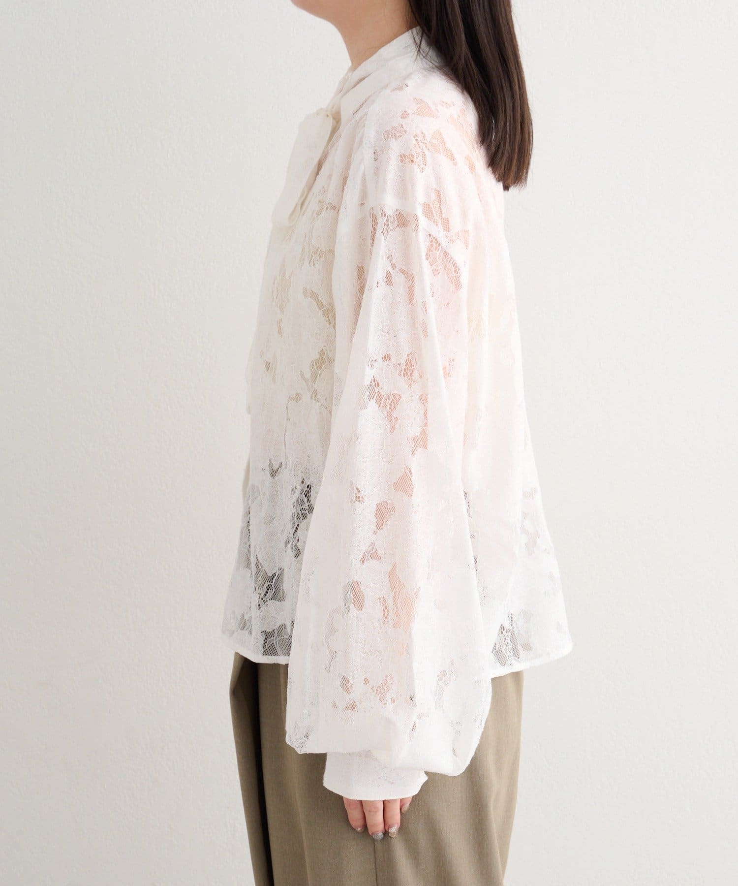 OUTLET(アウトレット) 【Kastane】B レースボウタイブラウス