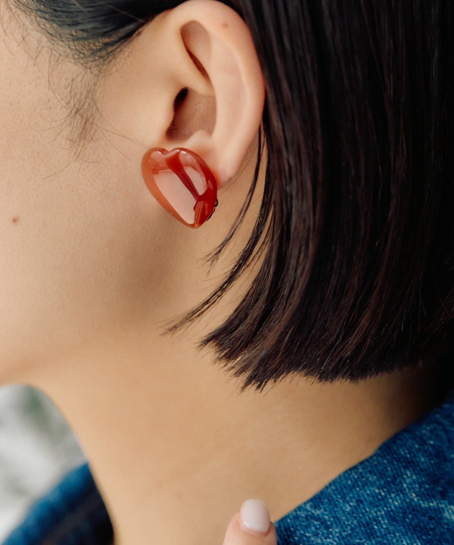 OUTLET(アウトレット) 【ear PAPILLONNER】天然石ハートイヤリング