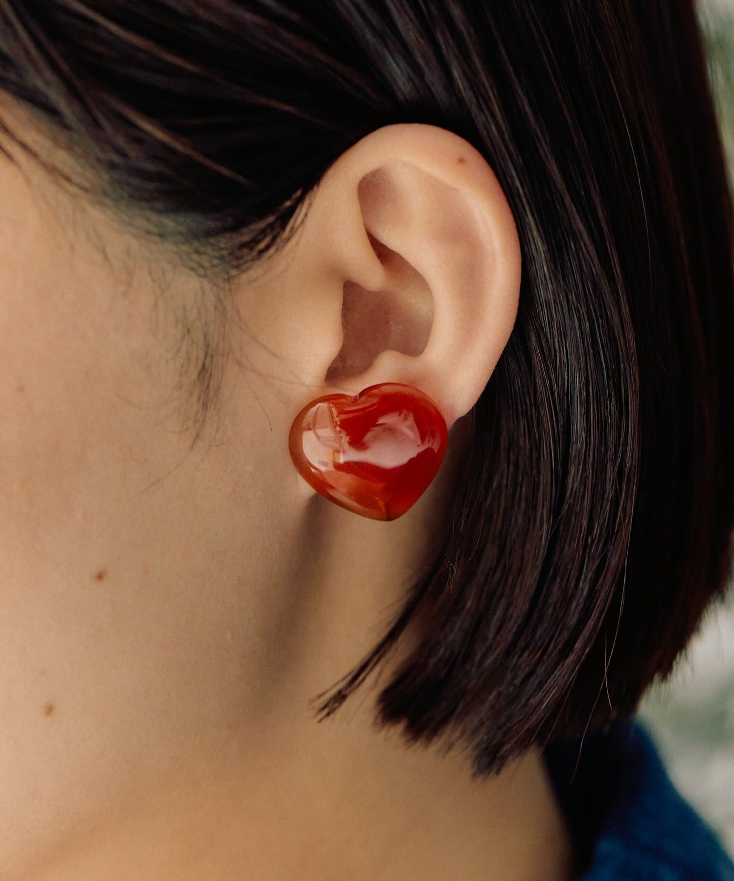 OUTLET(アウトレット) 【ear PAPILLONNER】天然石ハートイヤリング