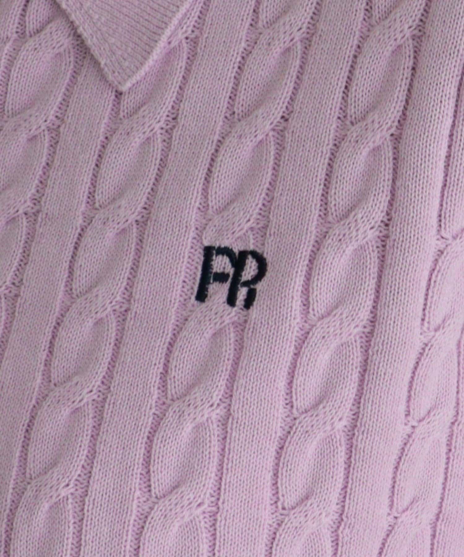 FREDY & GLOSTER(フレディ アンド グロスター) 【大人気シリーズの新型登場！】FR刺しゅうケーブル柄半袖ポロ衿プルオーバーニット