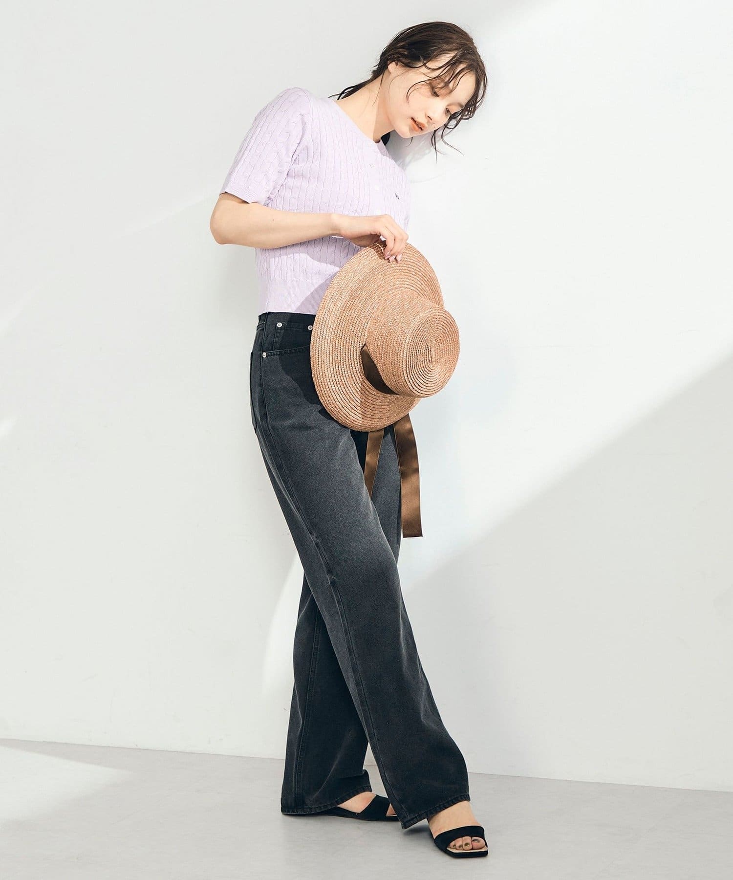 FREDY & GLOSTER(フレディ アンド グロスター) 【毎年大人気！/完売必須】FR刺しゅうケーブル柄半袖カーディガン