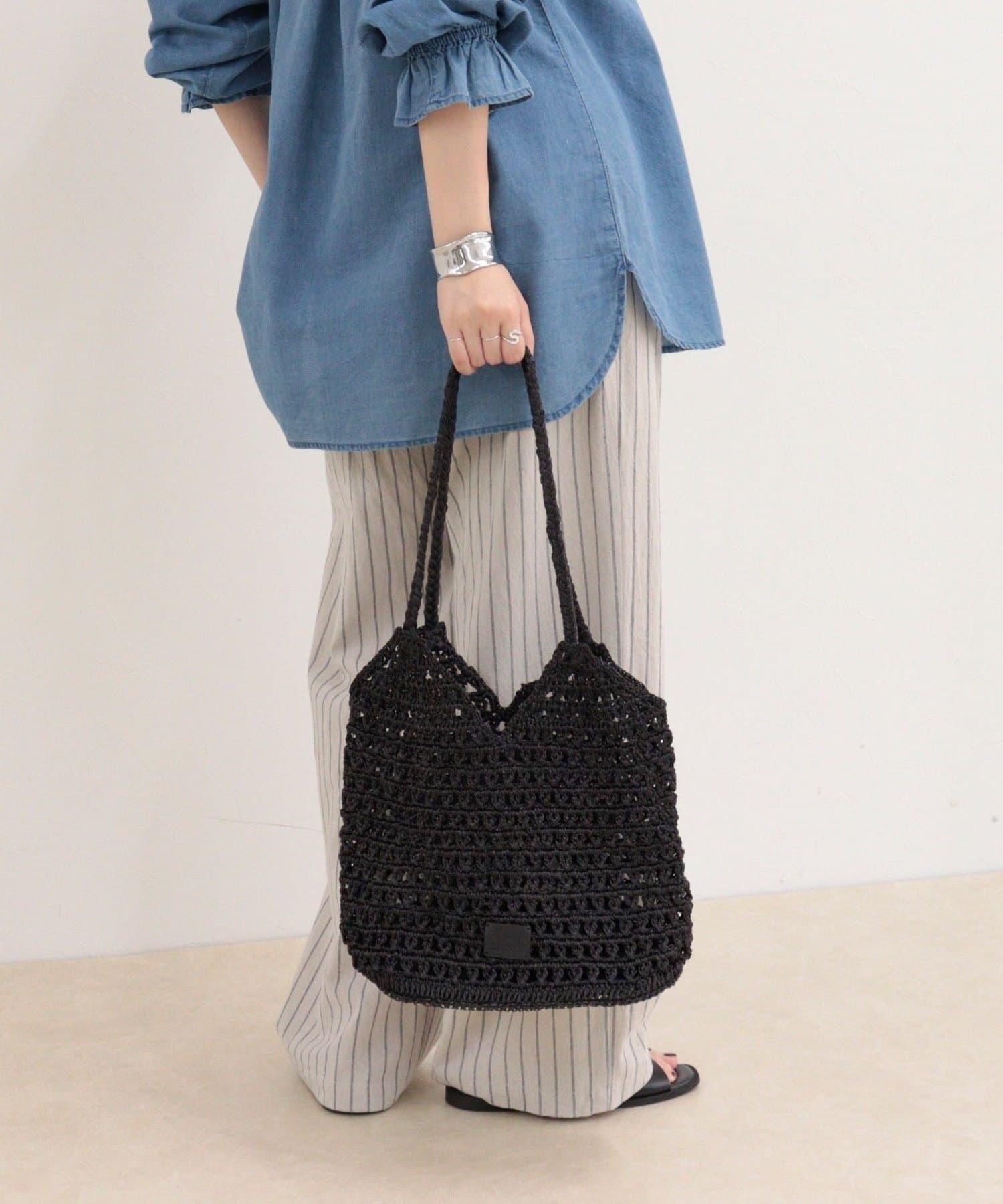 FREDY & GLOSTER(フレディ アンド グロスター) 手編みメタリックマクラメトートバッグ