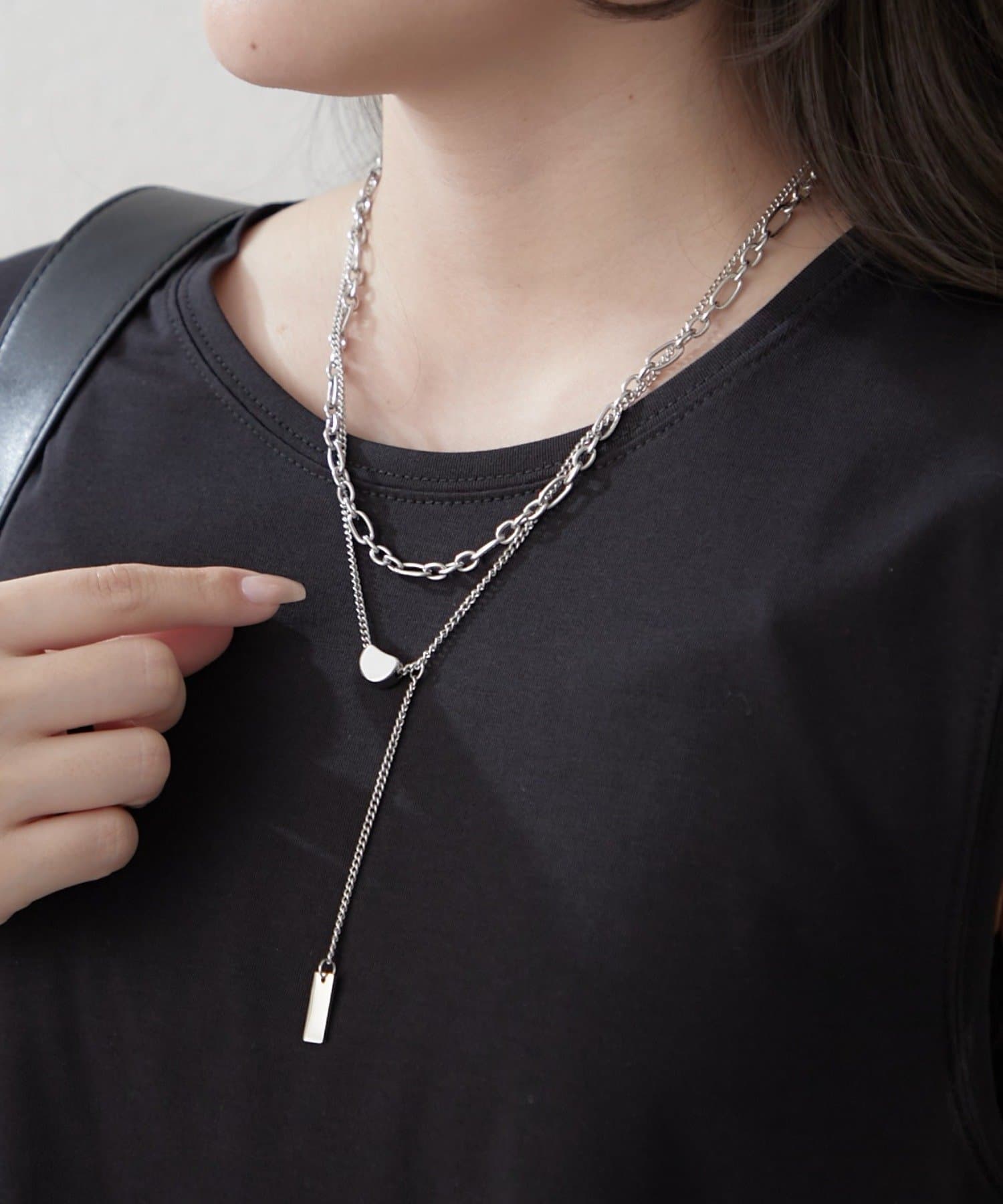 Remind me and forever(リマインドミーアンドフォーエバー) 【stainless steel】2連モチーフネックレス