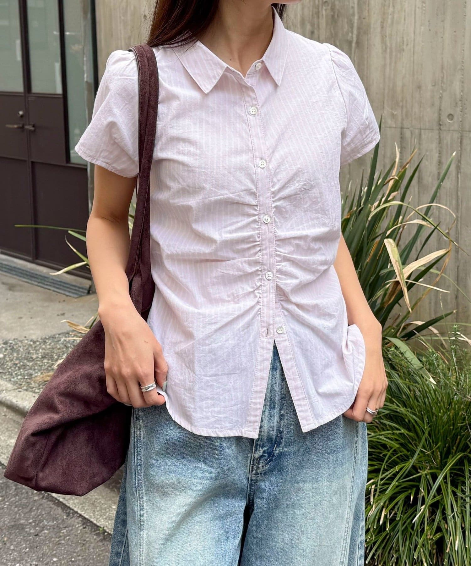 FREDY & GLOSTER(フレディ アンド グロスター) フロントギャザーちび袖ブラウス