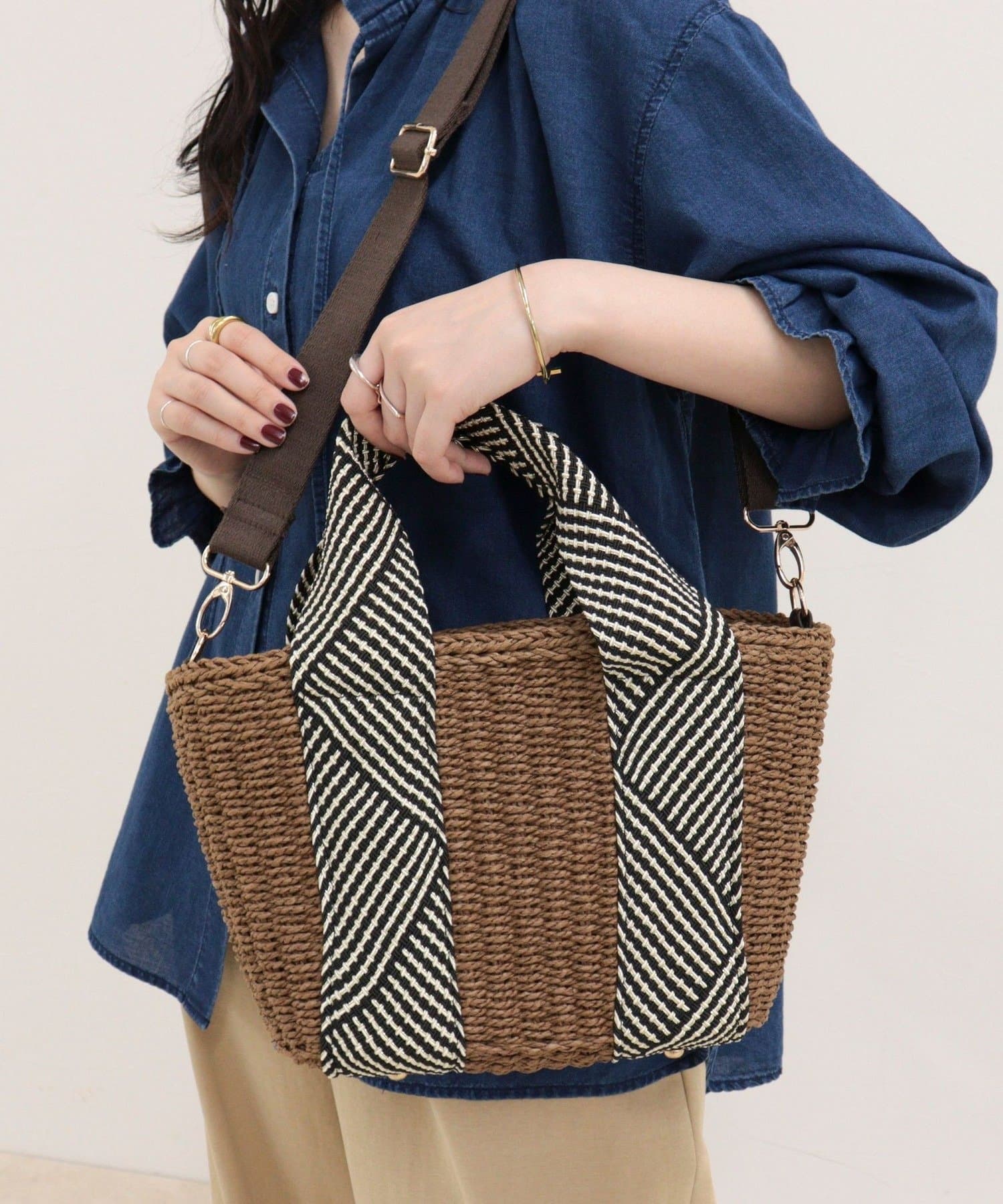 FREDY & GLOSTER(フレディ アンド グロスター) ラメテープハンドルカゴバッグ