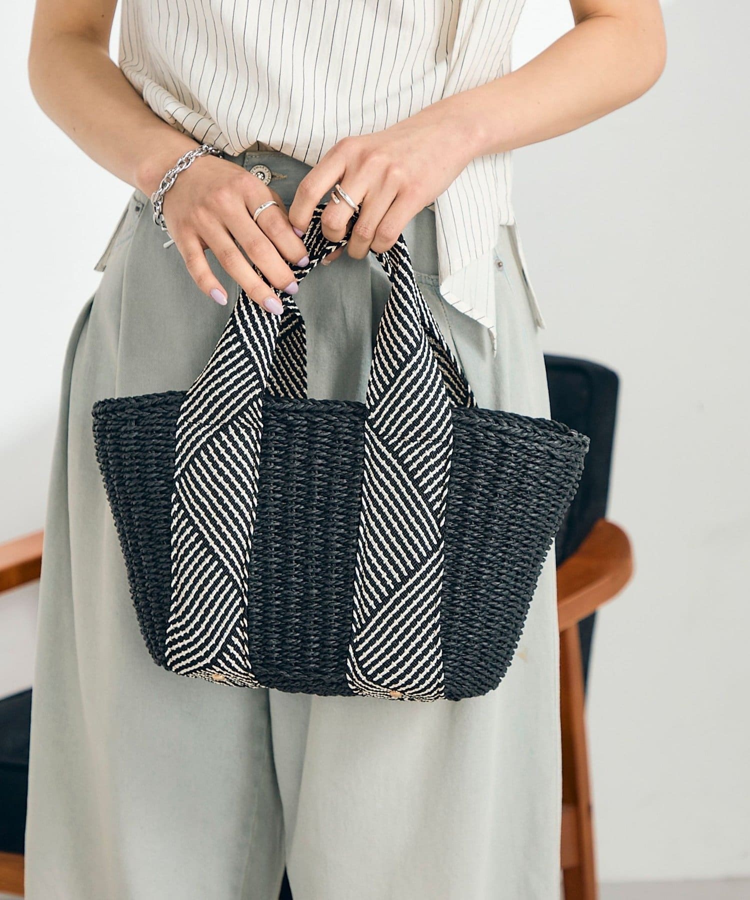 FREDY & GLOSTER(フレディ アンド グロスター) ラメテープハンドルカゴバッグ