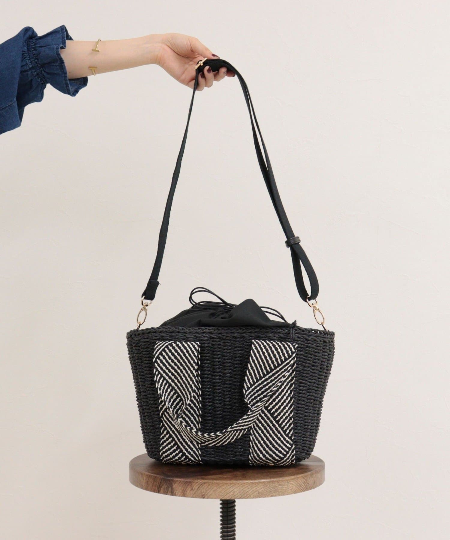 FREDY & GLOSTER(フレディ アンド グロスター) ラメテープハンドルカゴバッグ