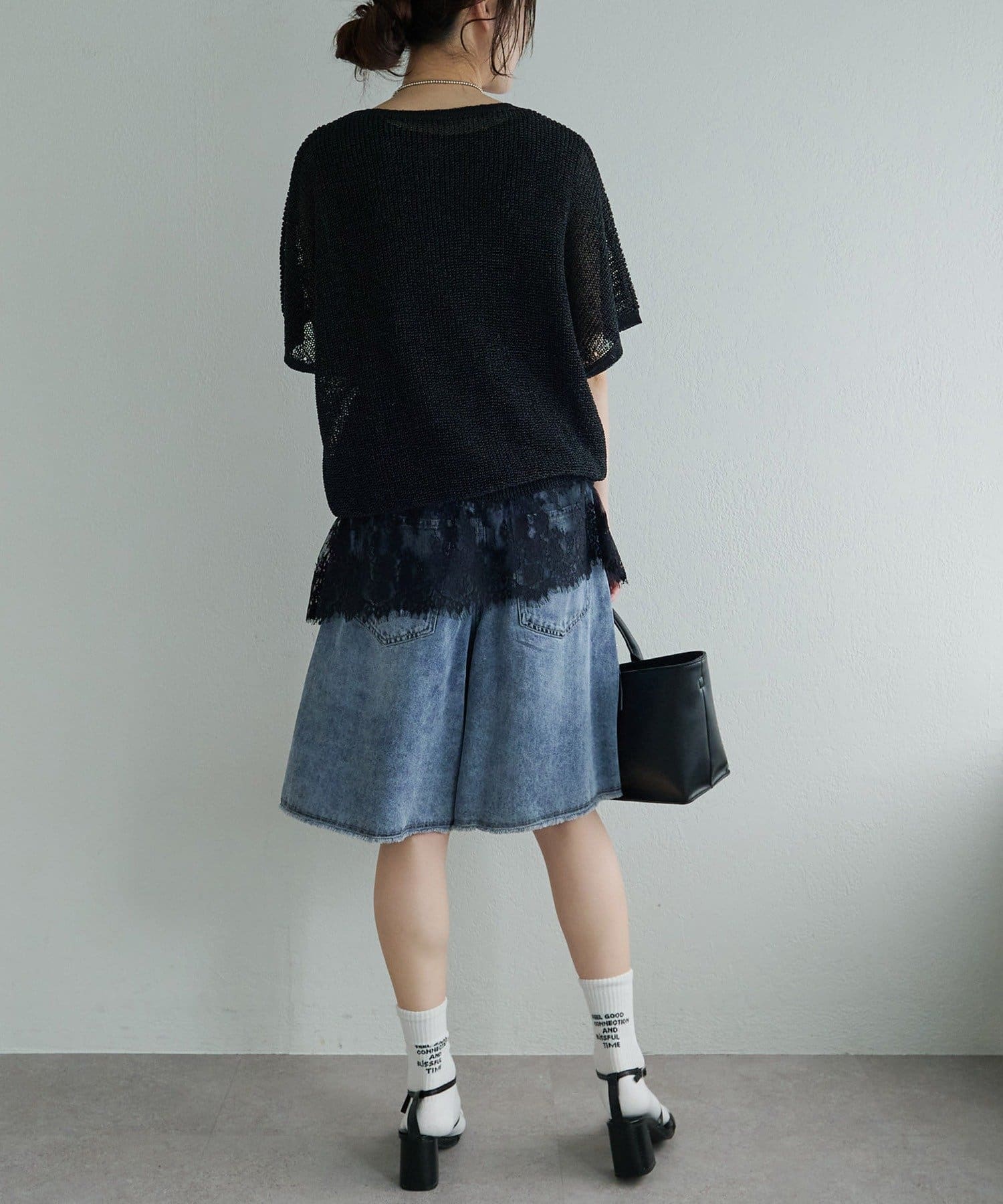 PUAL CE CIN(ピュアルセシン) リヨセル混デニムハーフパンツ