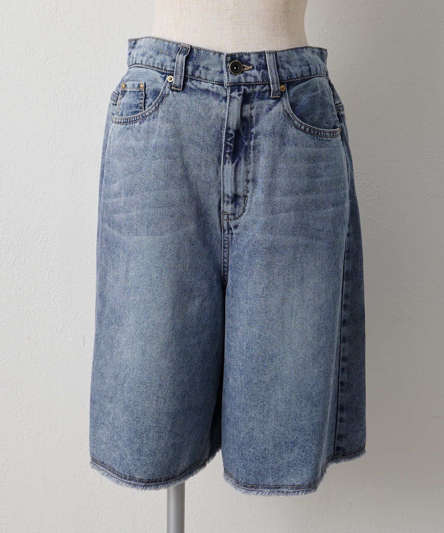 PUAL CE CIN(ピュアルセシン) リヨセル混デニムハーフパンツ