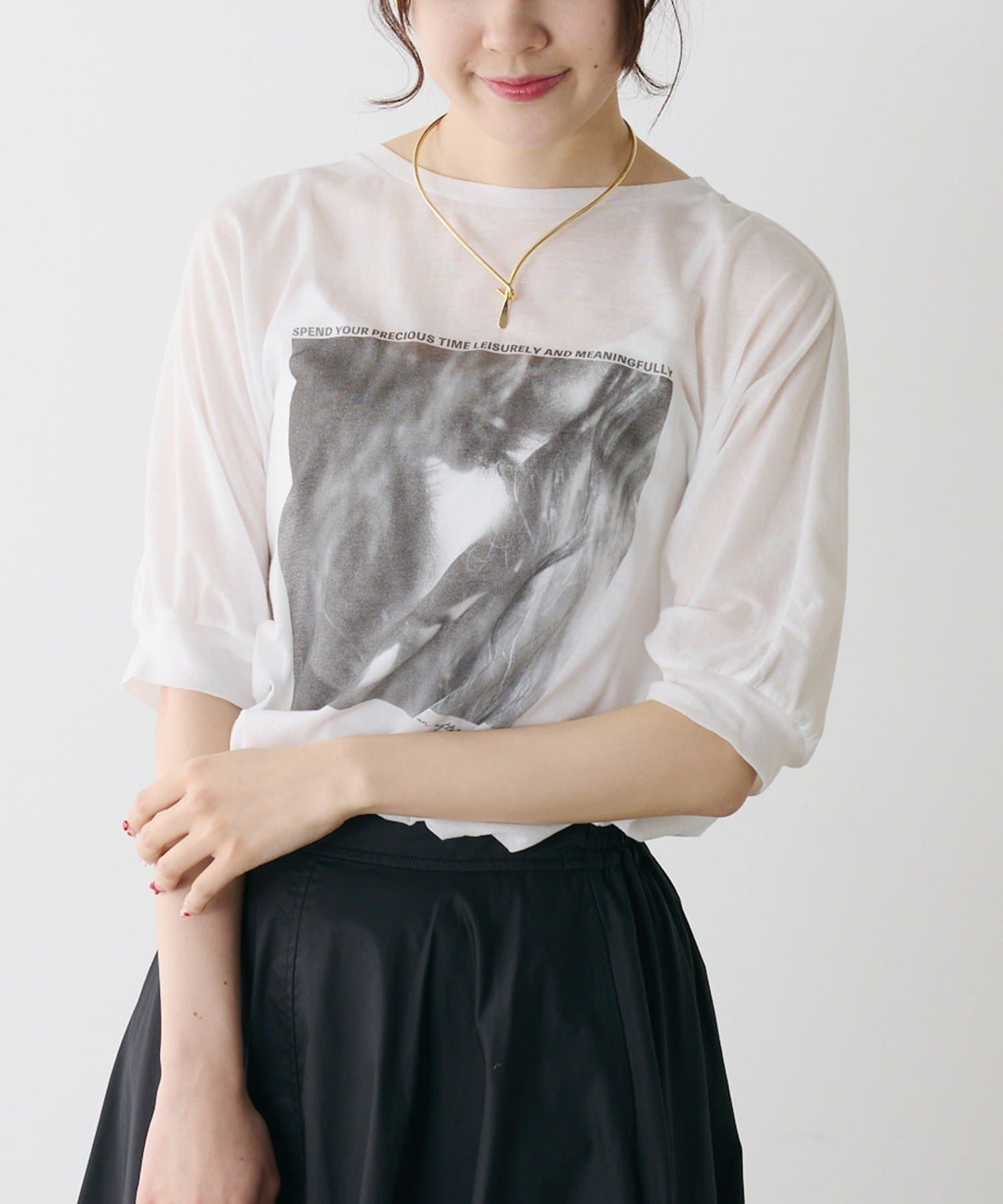 PUAL CE CIN(ピュアルセシン) シアーフォトプリントTシャツ