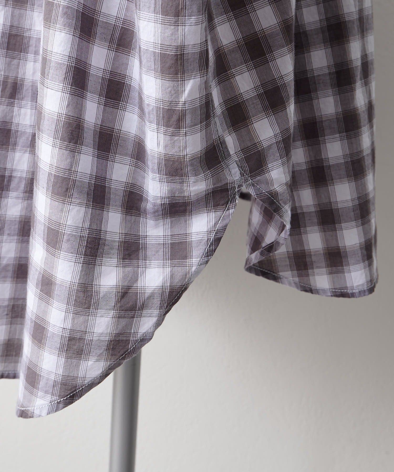 PUAL CE CIN(ピュアルセシン) 綿麻チェックオーバーシャツブラウス