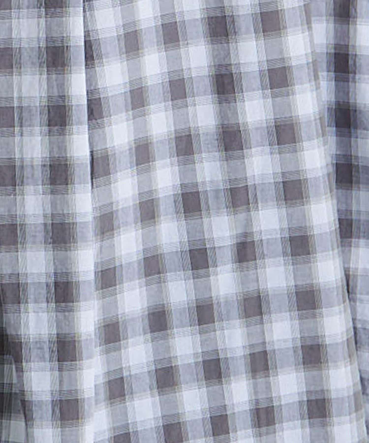 PUAL CE CIN(ピュアルセシン) 綿麻チェックオーバーシャツブラウス