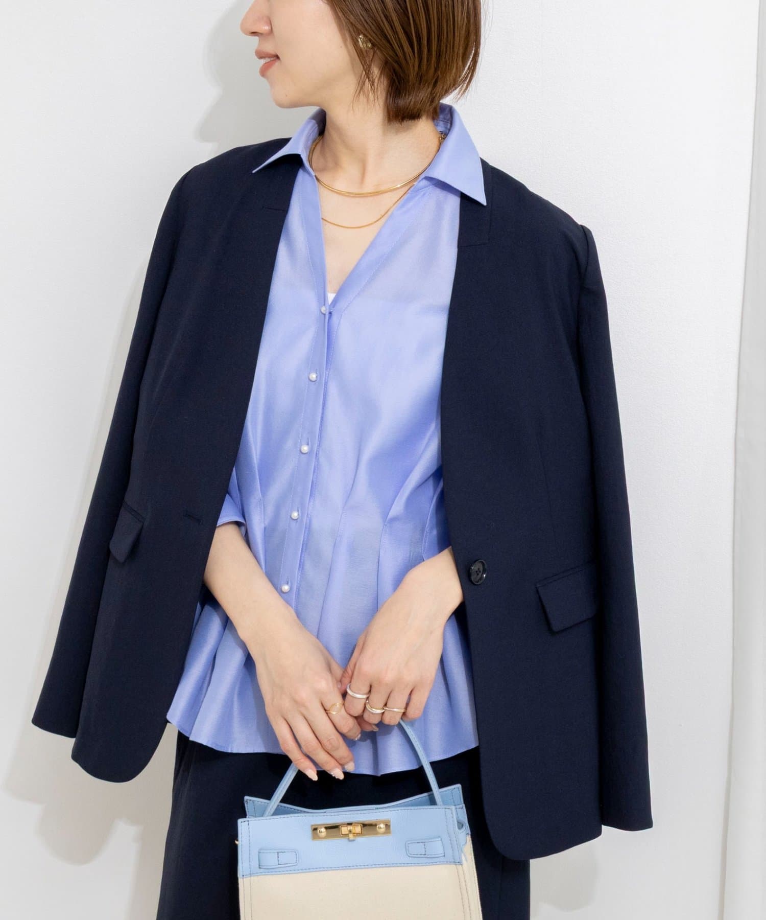 NOLLEY'S(ノーリーズ) 《セットアップ対応》ストレッチツイルVネックジャケット