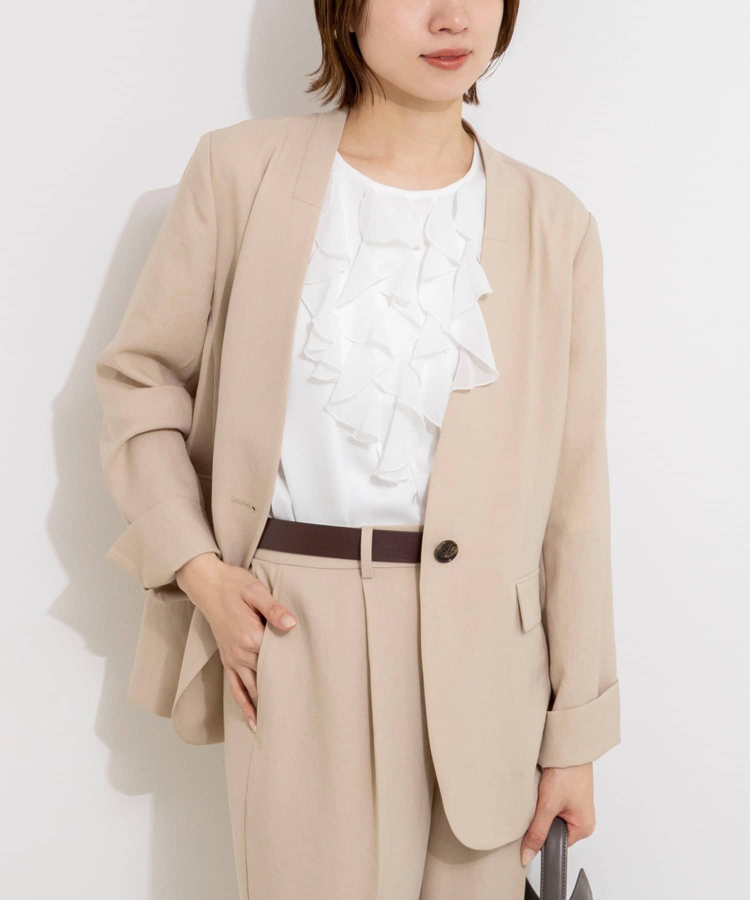 NOLLEY'S(ノーリーズ) 《セットアップ対応》ストレッチツイルVネックジャケット