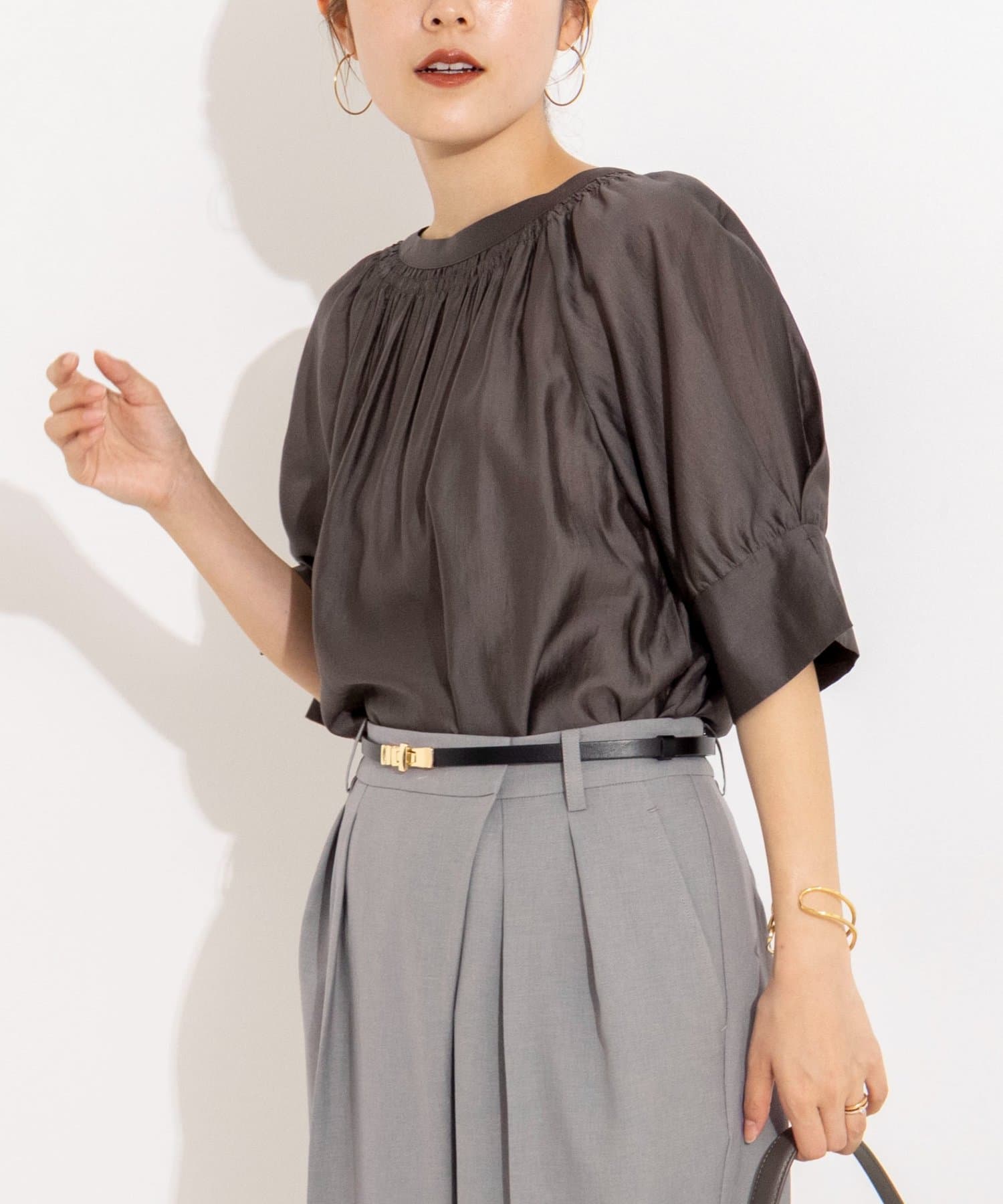 NOLLEY'S(ノーリーズ) ウォッシャブルボリュームスリーブ2WAYシアーブラウス